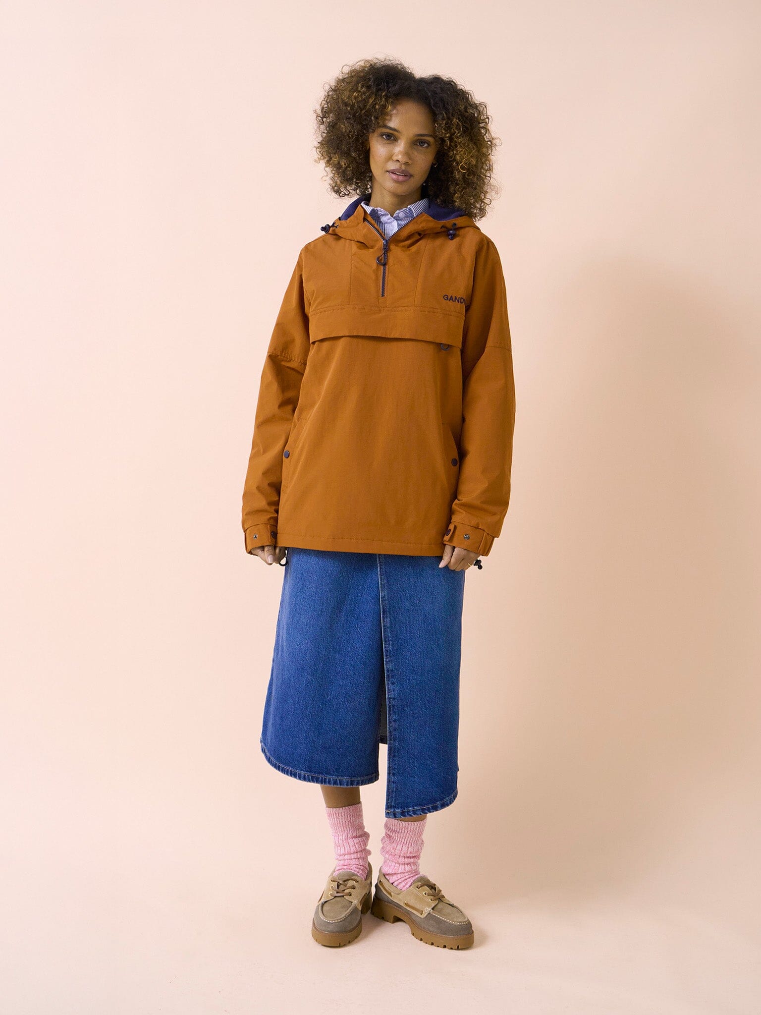 Alberta Water Resistant Overhead Jacket in Orange Outerwear- Gandys