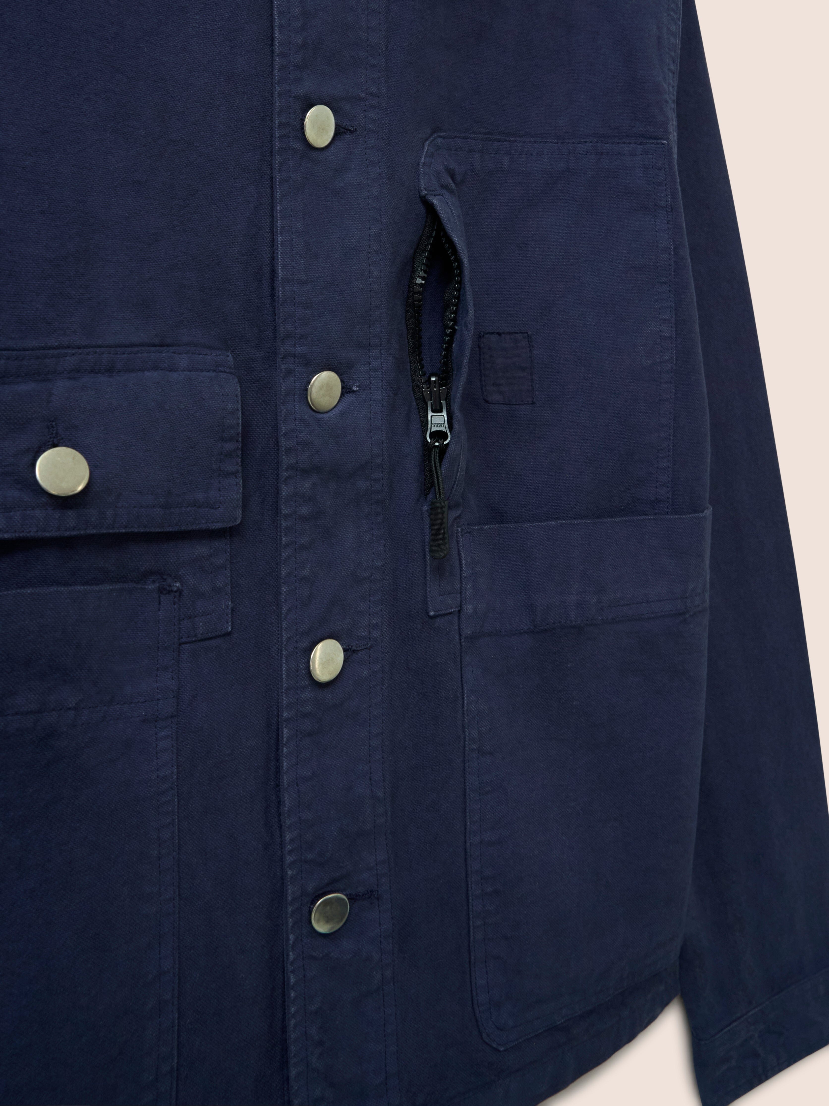 Albi Cotton Pocket Chore Jacket in Navy Outerwear- Gandys