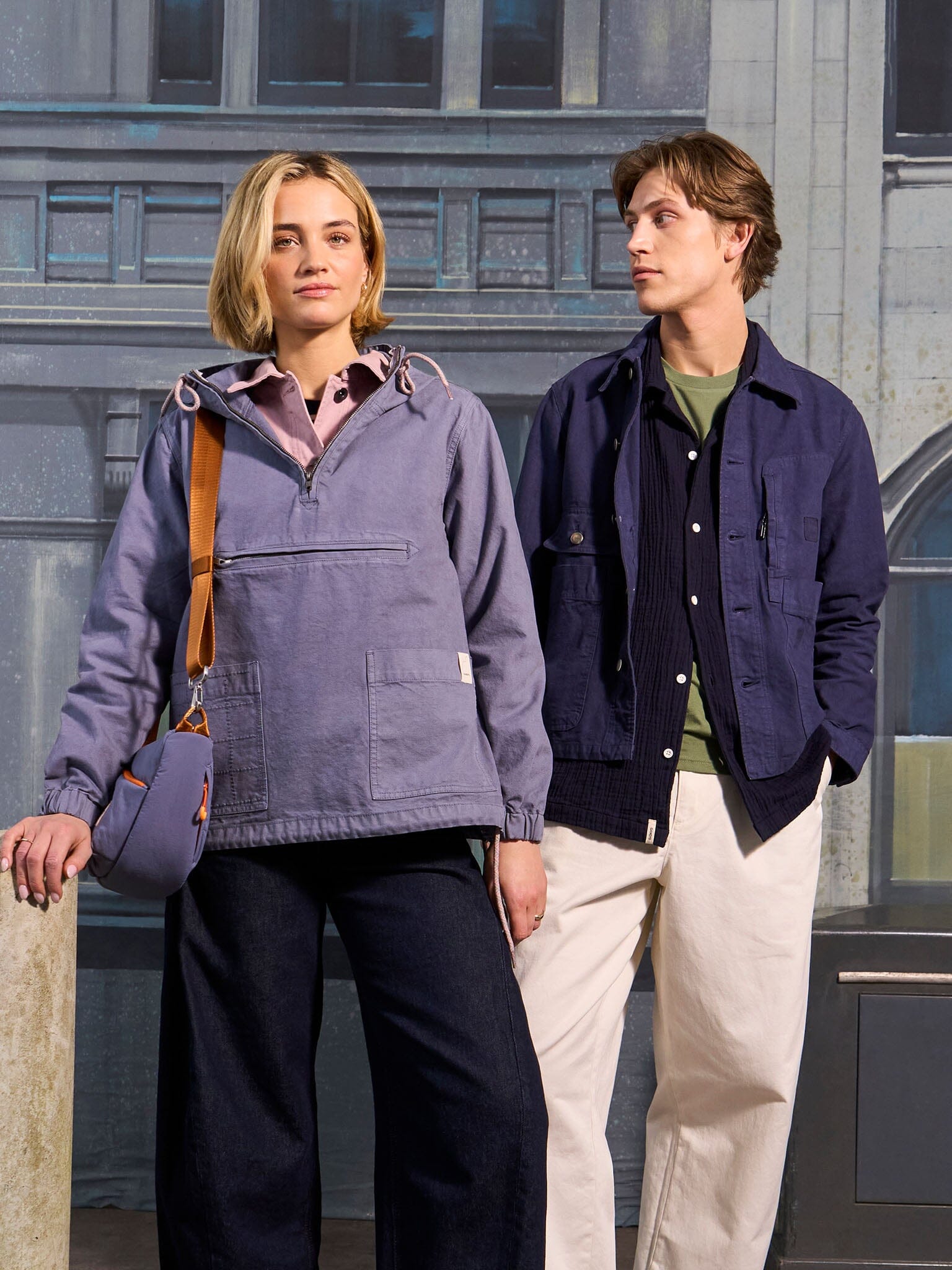 Albi Cotton Pocket Chore Jacket in Navy Outerwear- Gandys