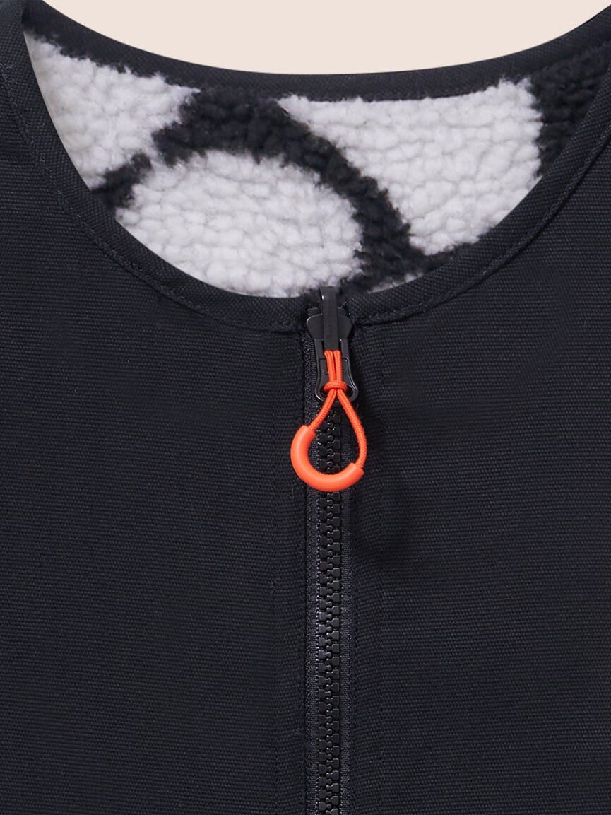 Alta Reversible Gilet in Black Print Layering- Gandys