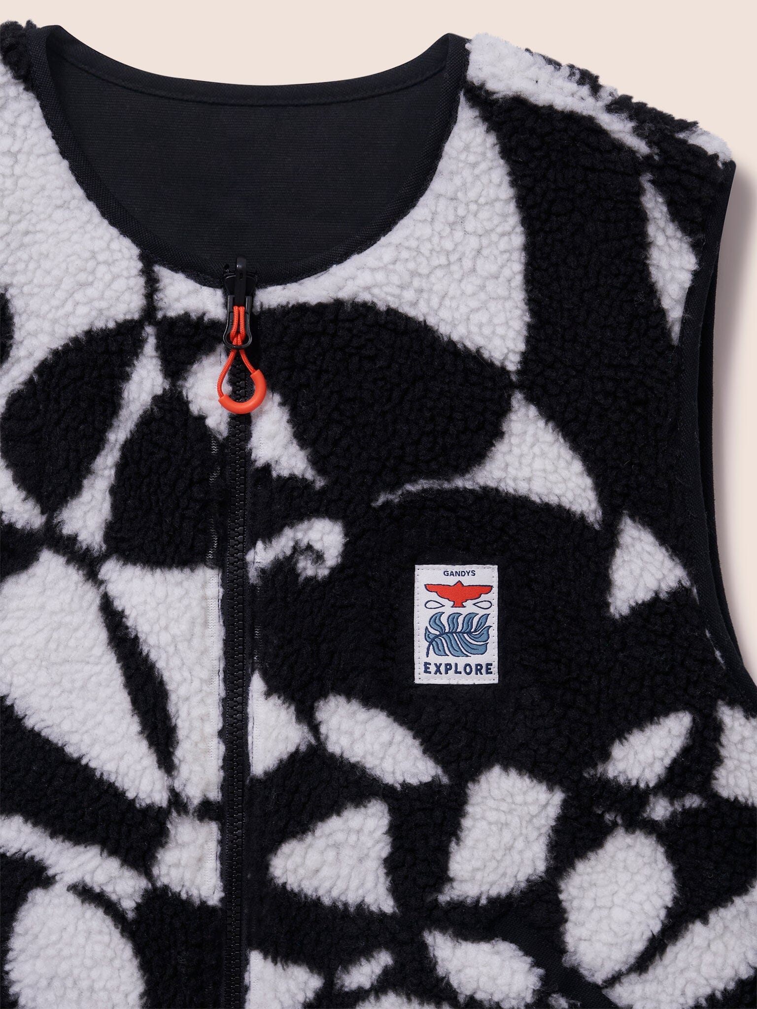 Alta Reversible Gilet in Black Print Layering- Gandys