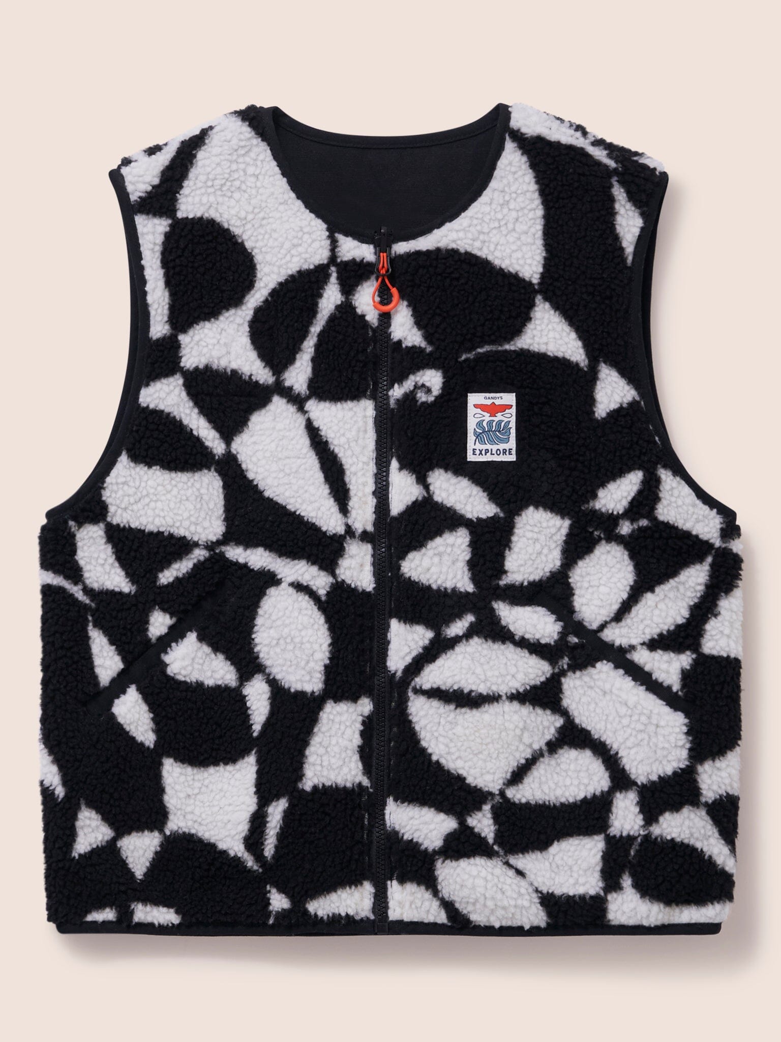 Alta Reversible Gilet in Black Print Layering- Gandys