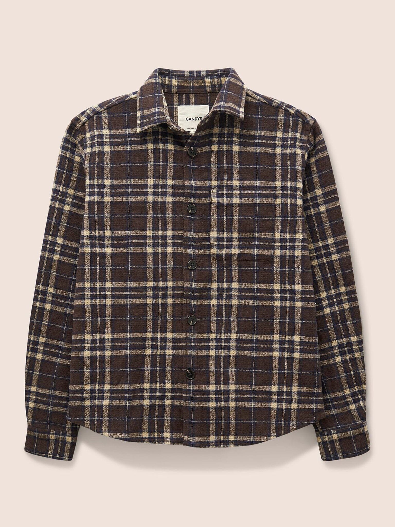 Ashbourne Recycled Cotton Checked Shirt in Brown Shirts- Gandys
