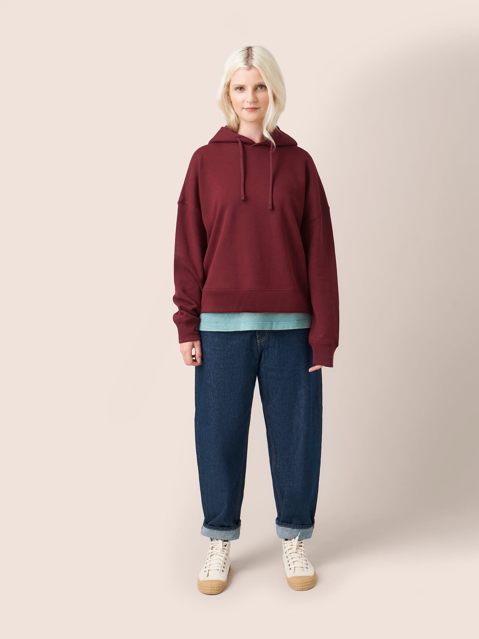 Atlas Organic Cotton Hoodie in Burgundy Layering- Gandys