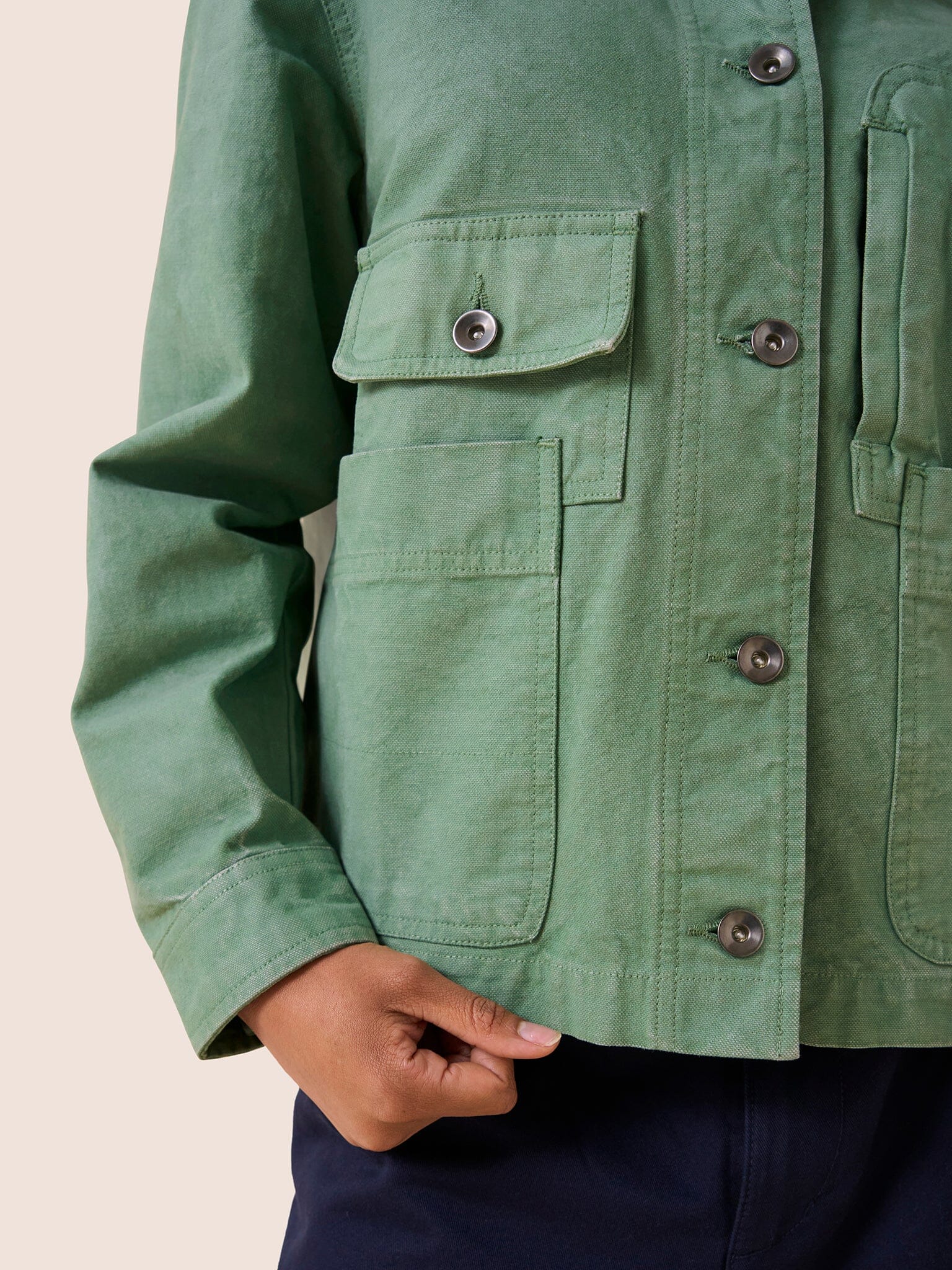 Avignon Cotton Pocket Chore Jacket in Green Outerwear- Gandys