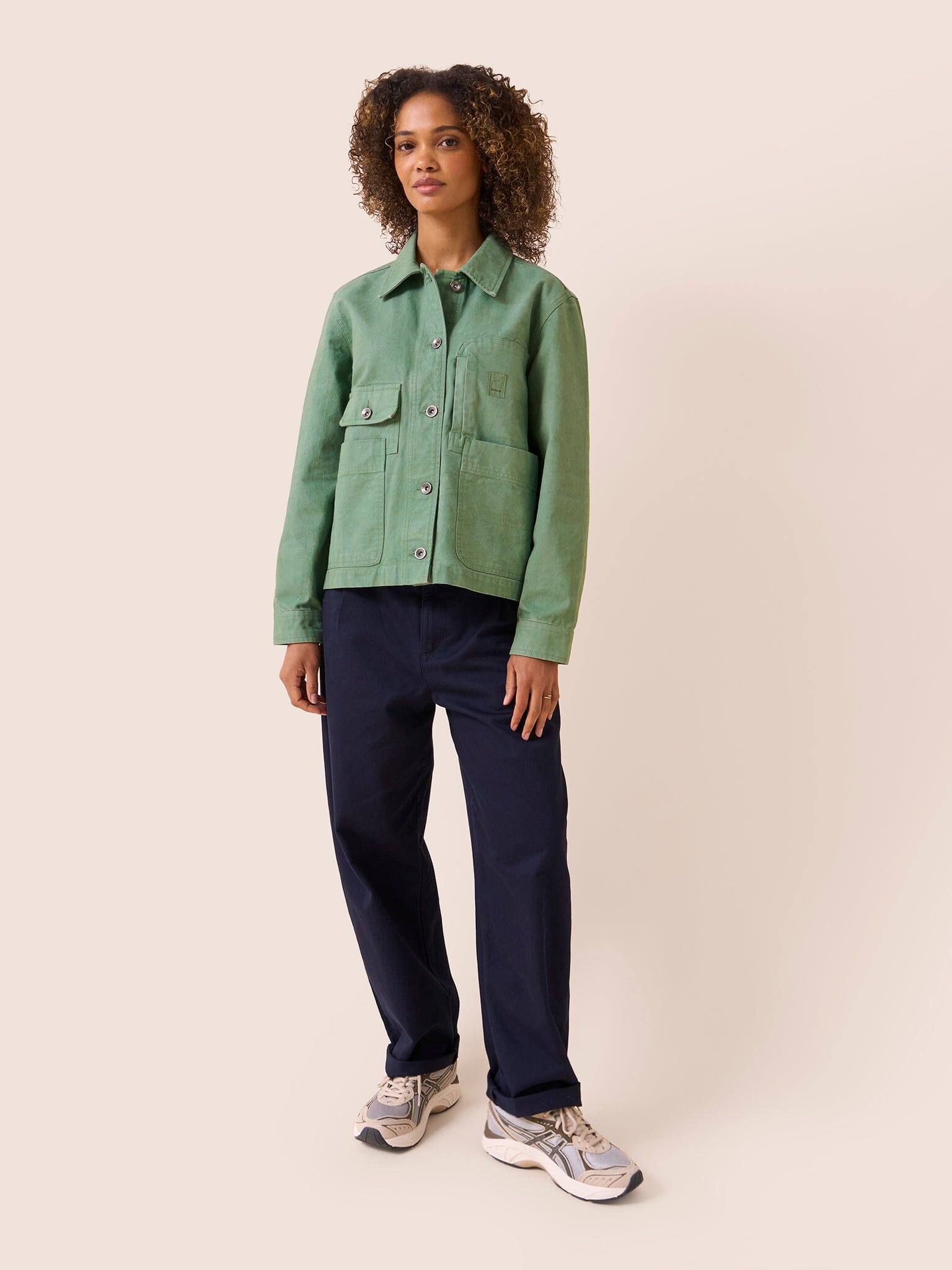 Avignon Cotton Pocket Chore Jacket in Green Outerwear- Gandys