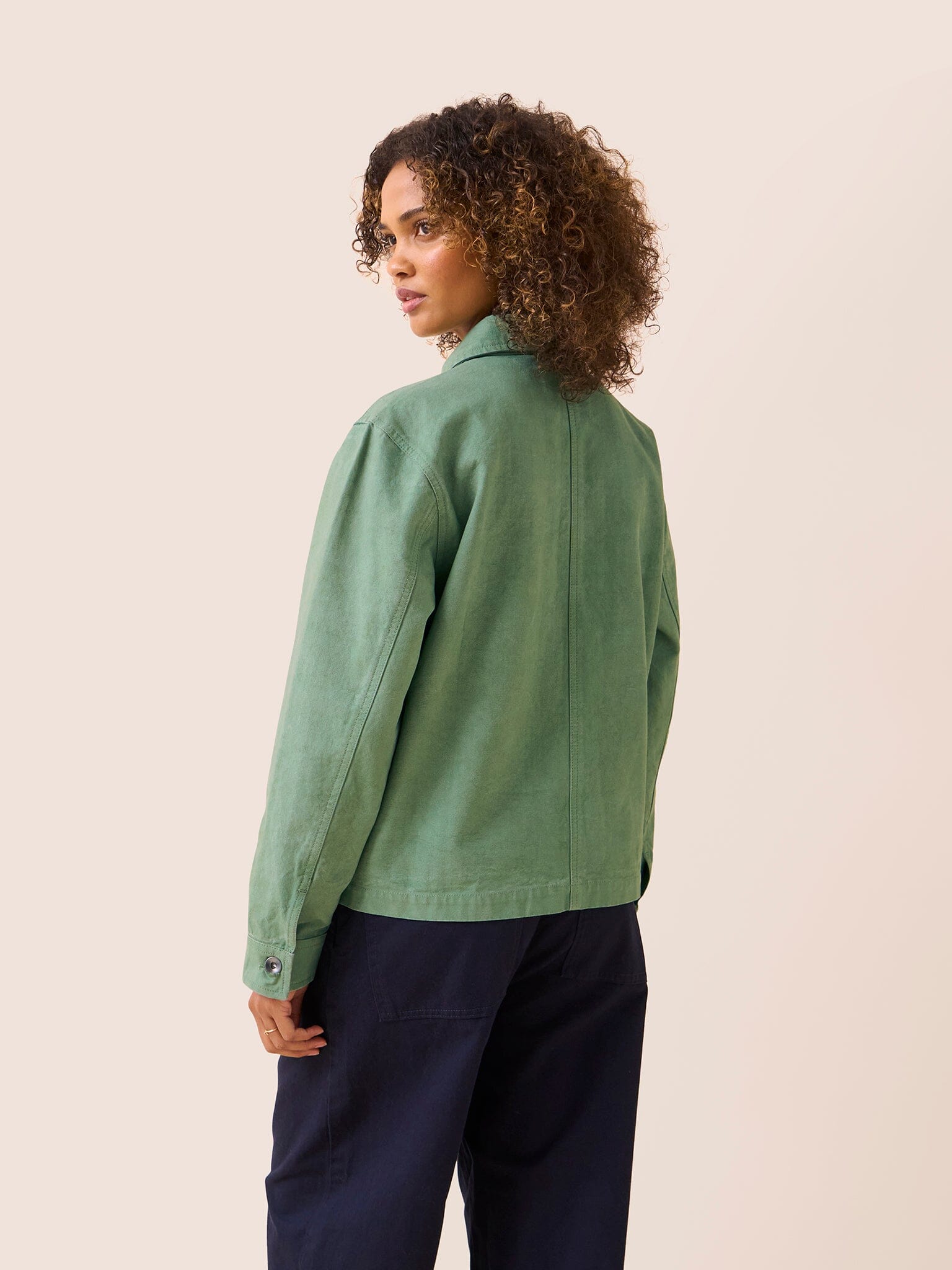 Avignon Cotton Pocket Chore Jacket in Green Outerwear- Gandys