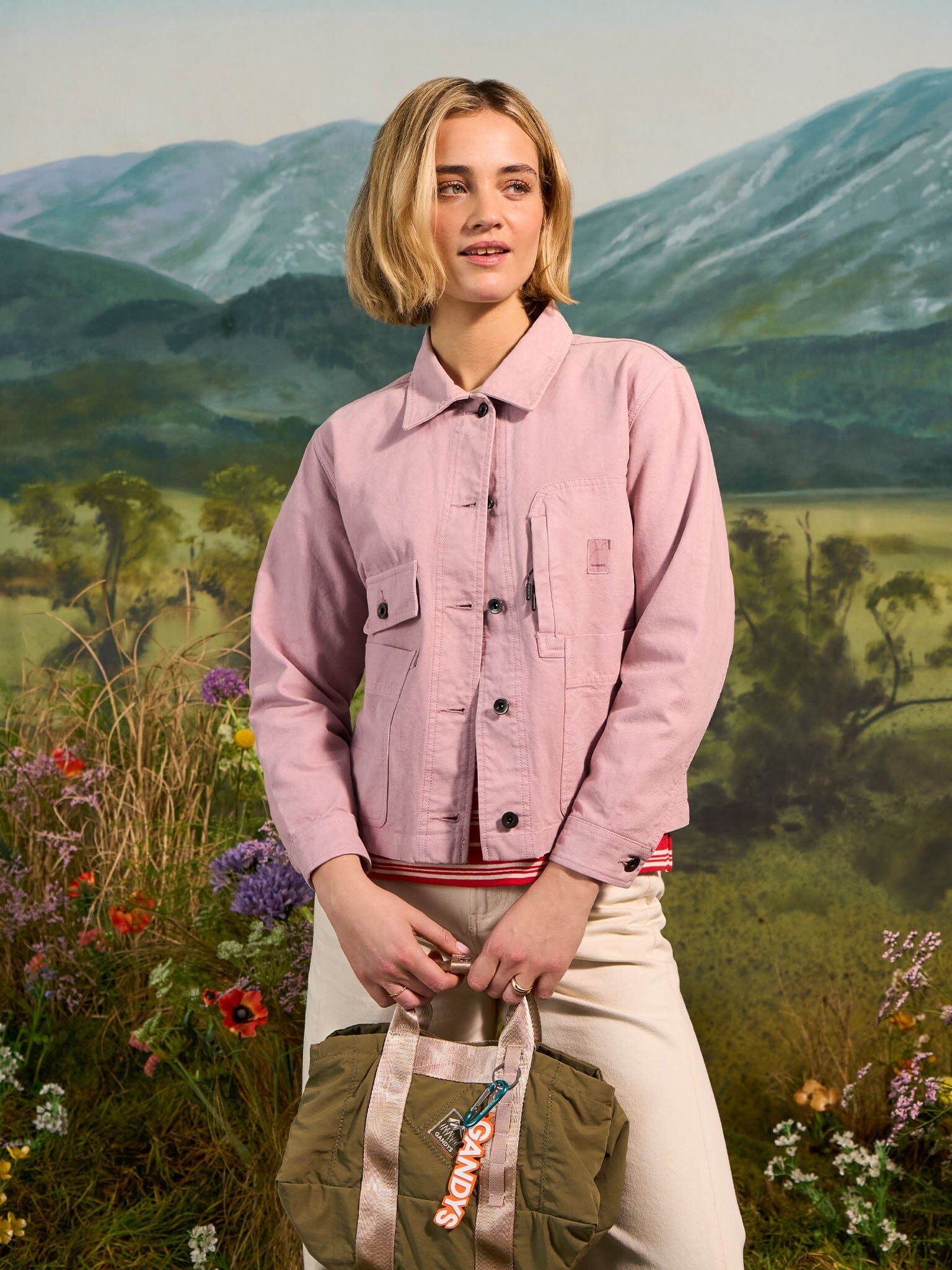 Avignon Cotton Pocket Chore Jacket in Pink Outerwear- Gandys