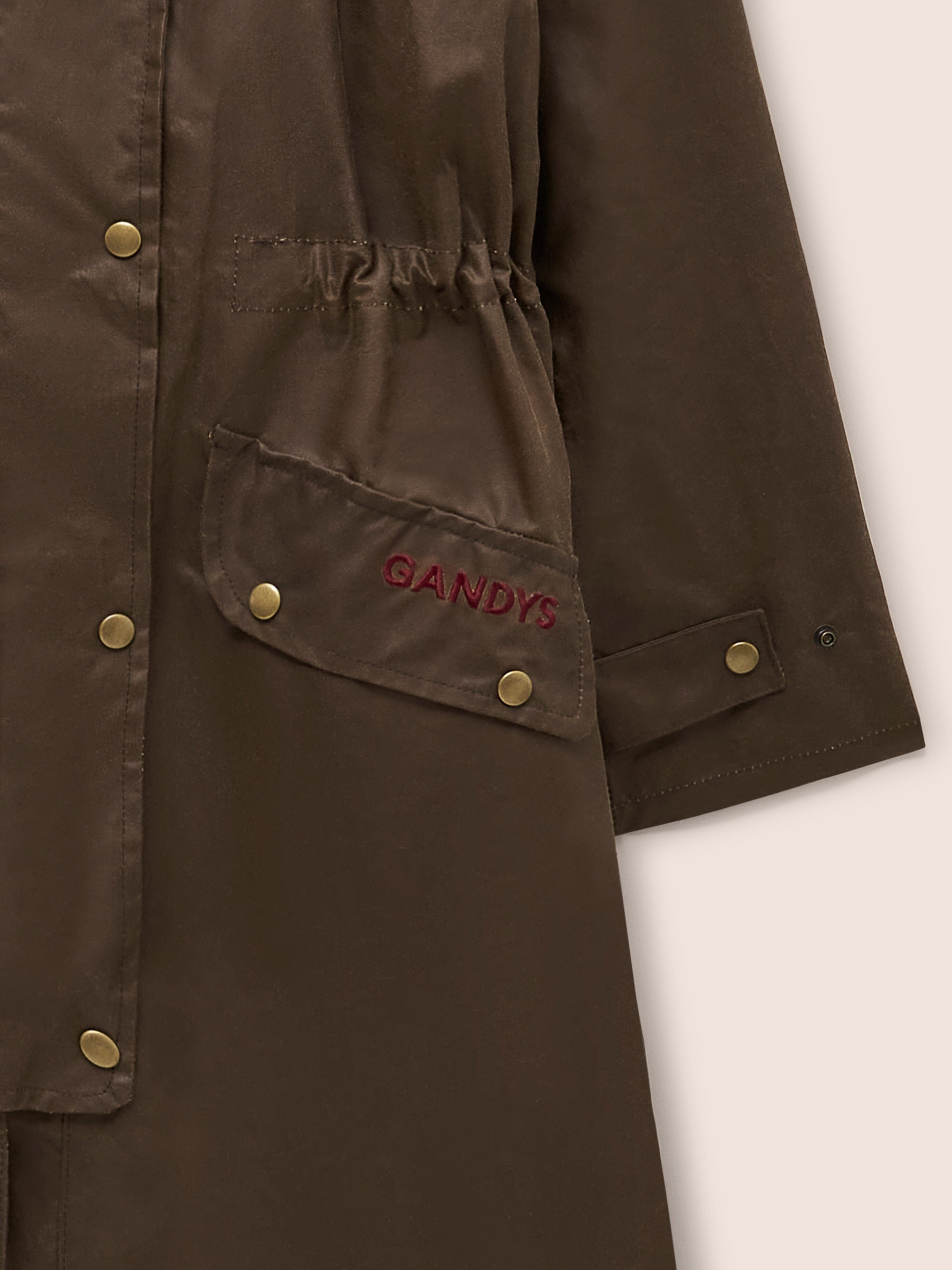 Bala Waxed Cotton Long Trench Coat in Dark Tan Outerwear- Gandys