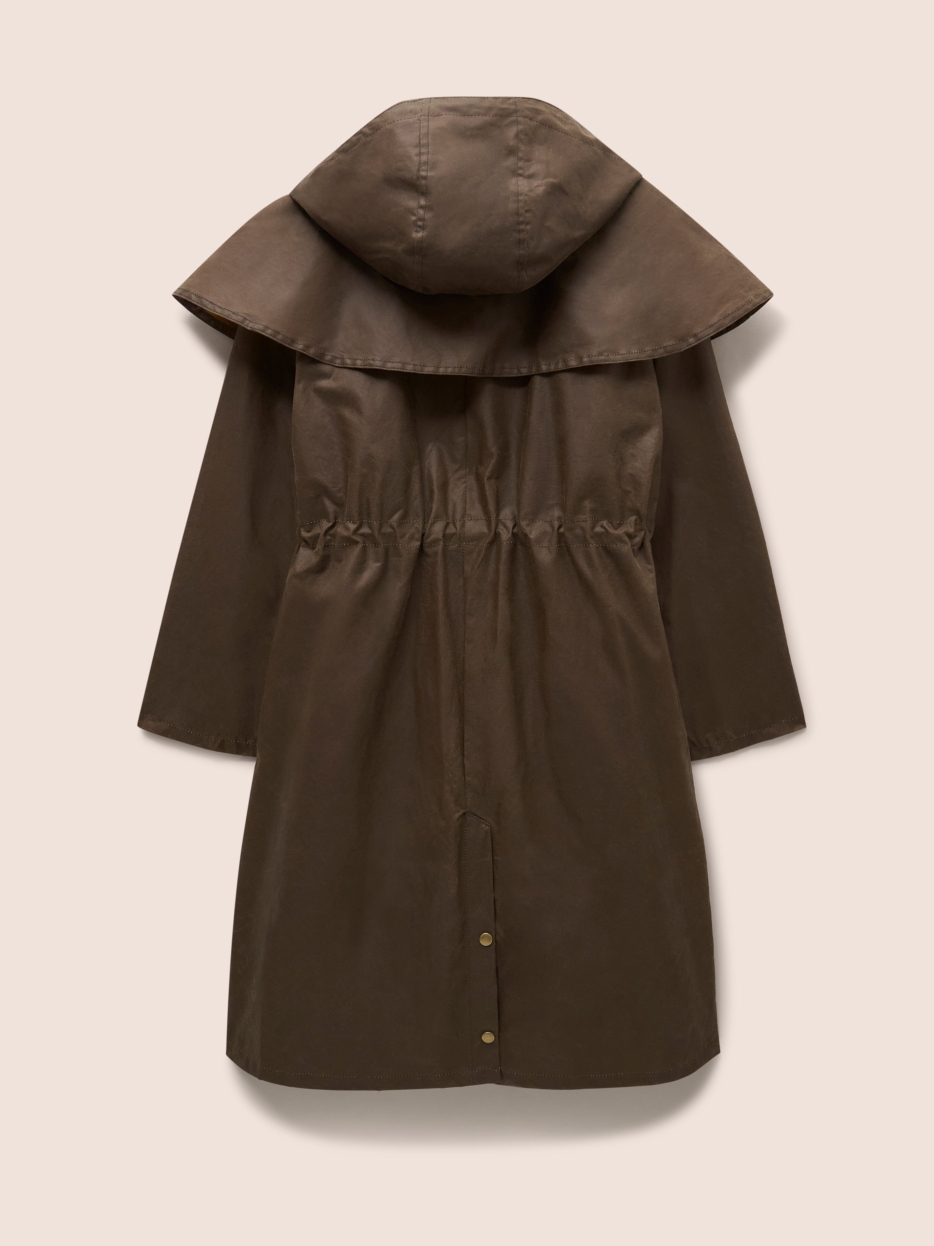 Bala Waxed Cotton Long Trench Coat in Dark Tan Outerwear- Gandys