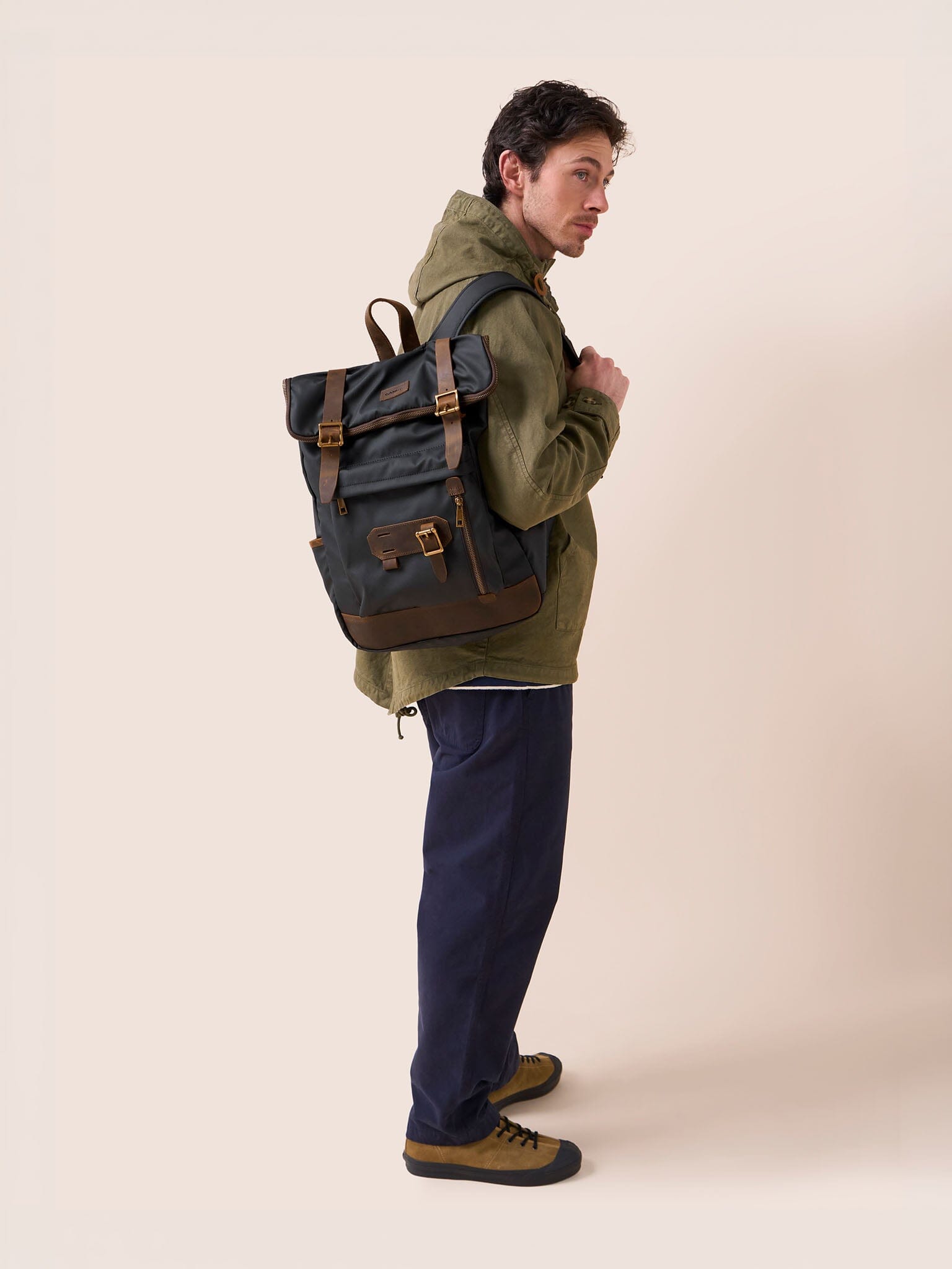 Bali Coated Cotton Backpack in Black Bags- Gandys