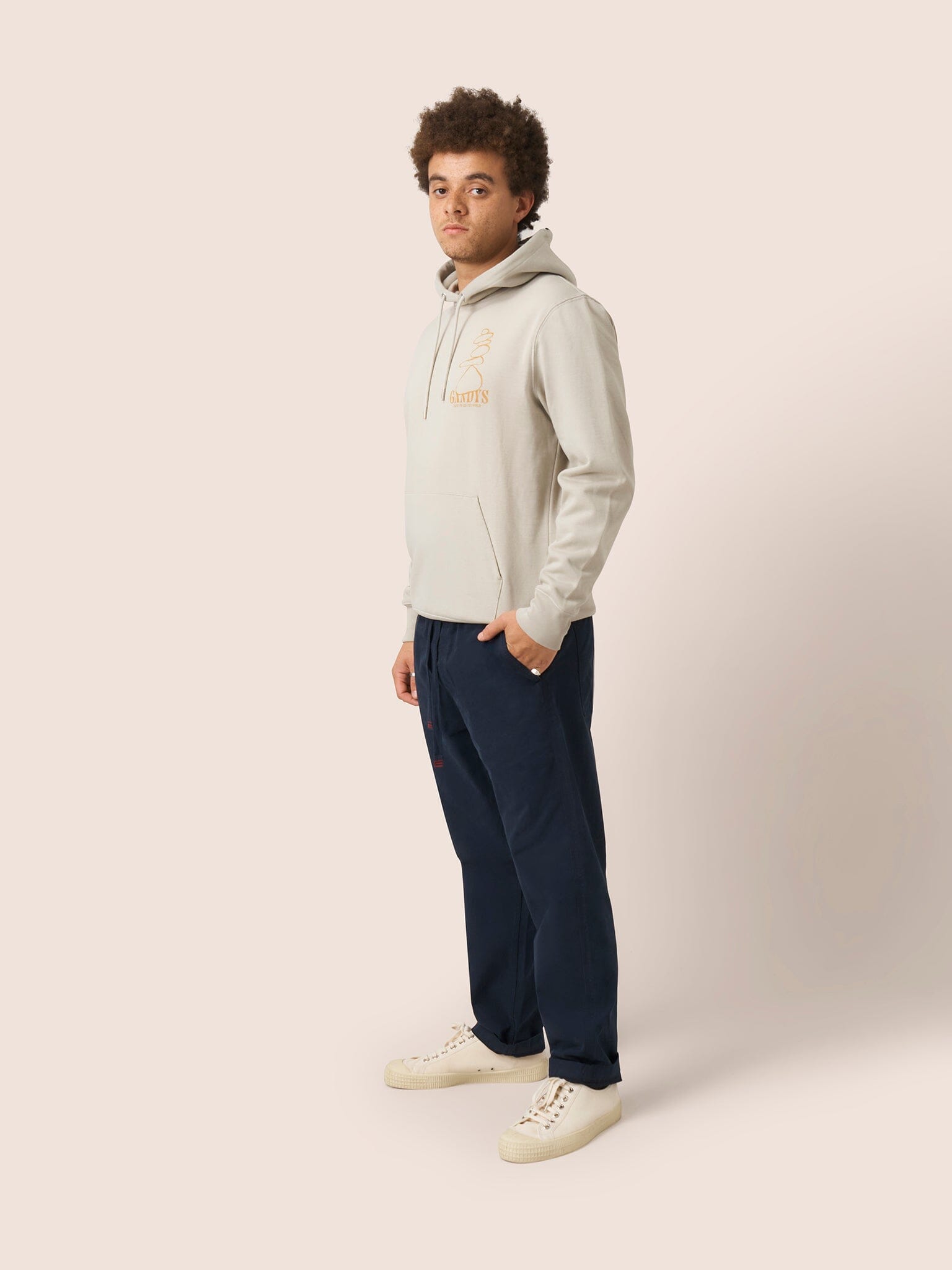 Banff Organic Cotton Pebble Hoodie in Stone Layering- Gandys