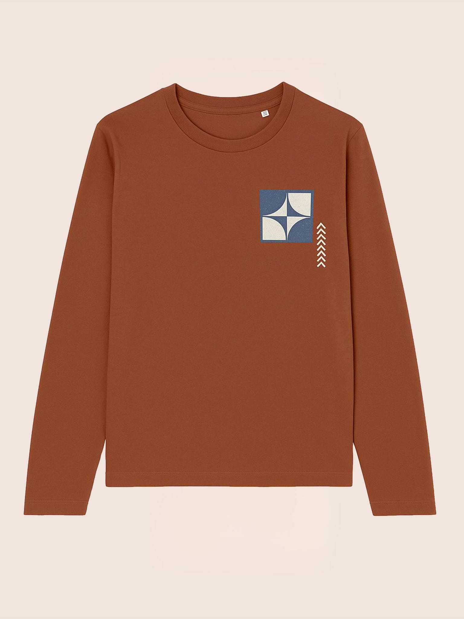 Bay Organic Cotton Tapestry Long Sleeve T-shirt in Clay T-Shirts- Gandys