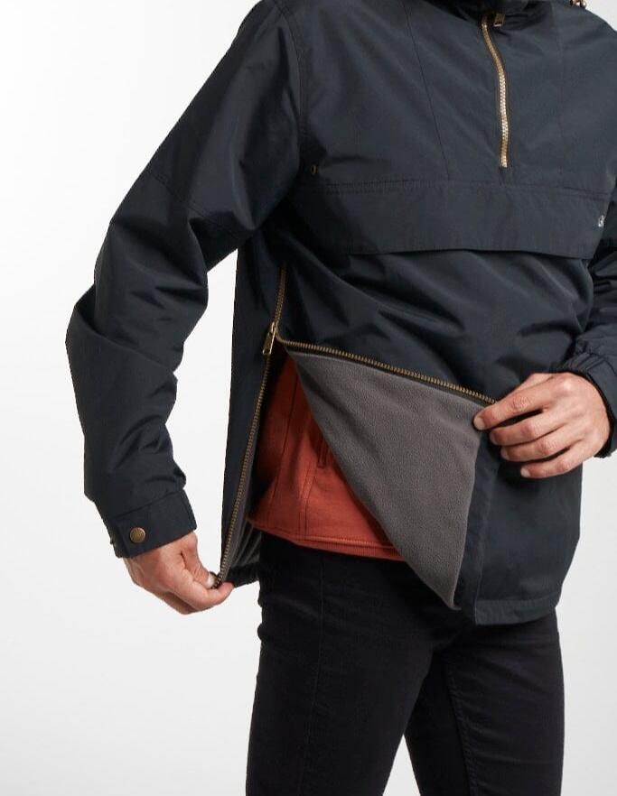 Black Alberta Fleece Lined Overhead Jacket Outerwear- Gandys