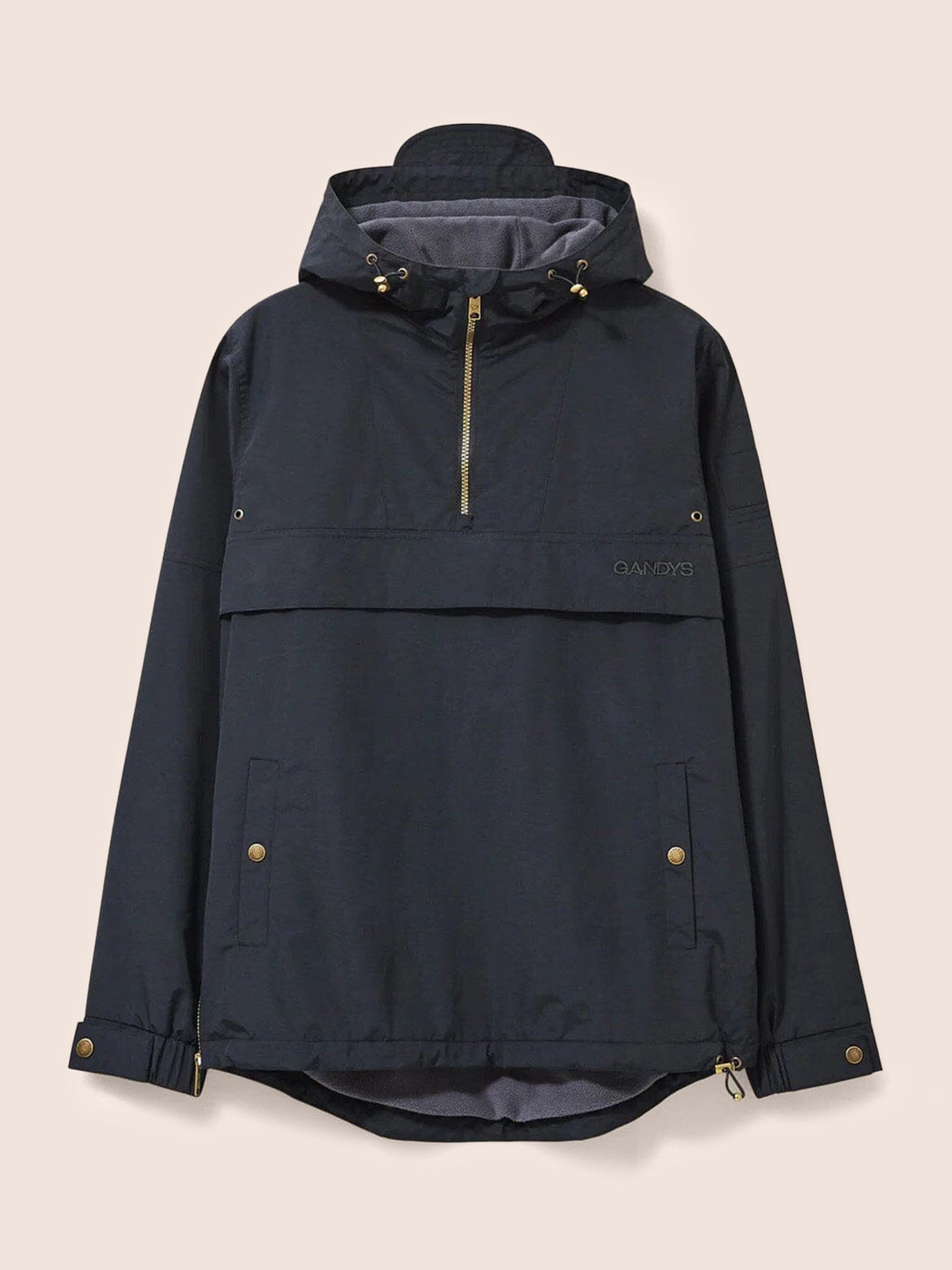 Black Alberta Fleece Lined Overhead Jacket Outerwear- Gandys