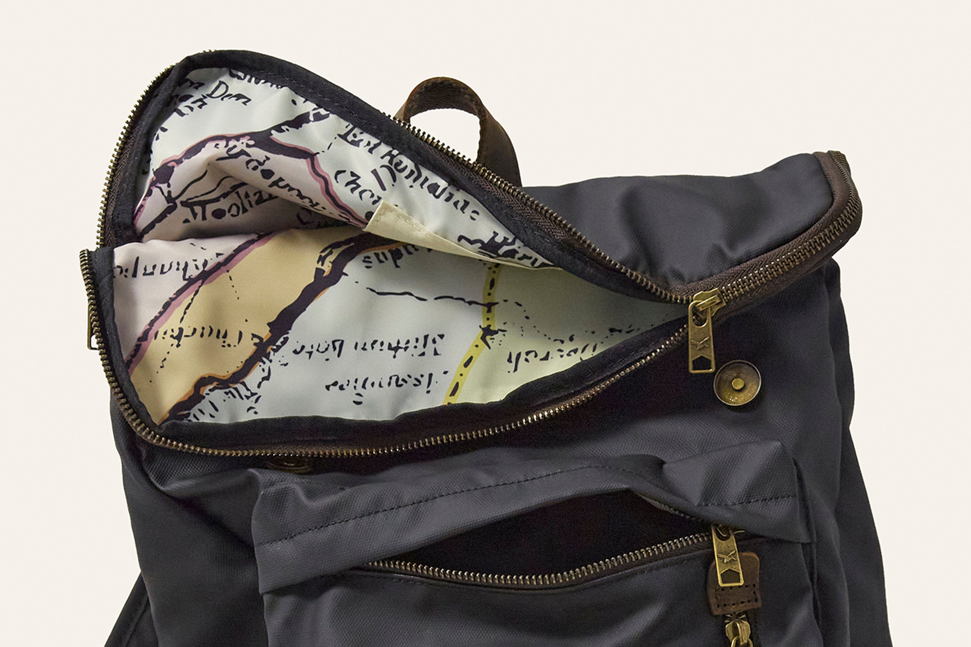 Black Coated Cotton Bali Backpack Bags- Gandys