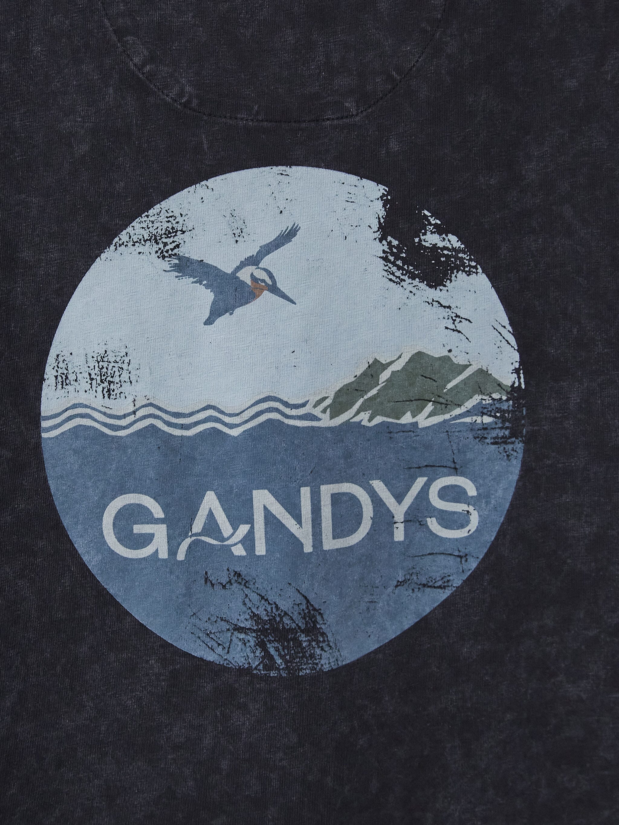 Black Distressed Wave Print Tee - Gandys