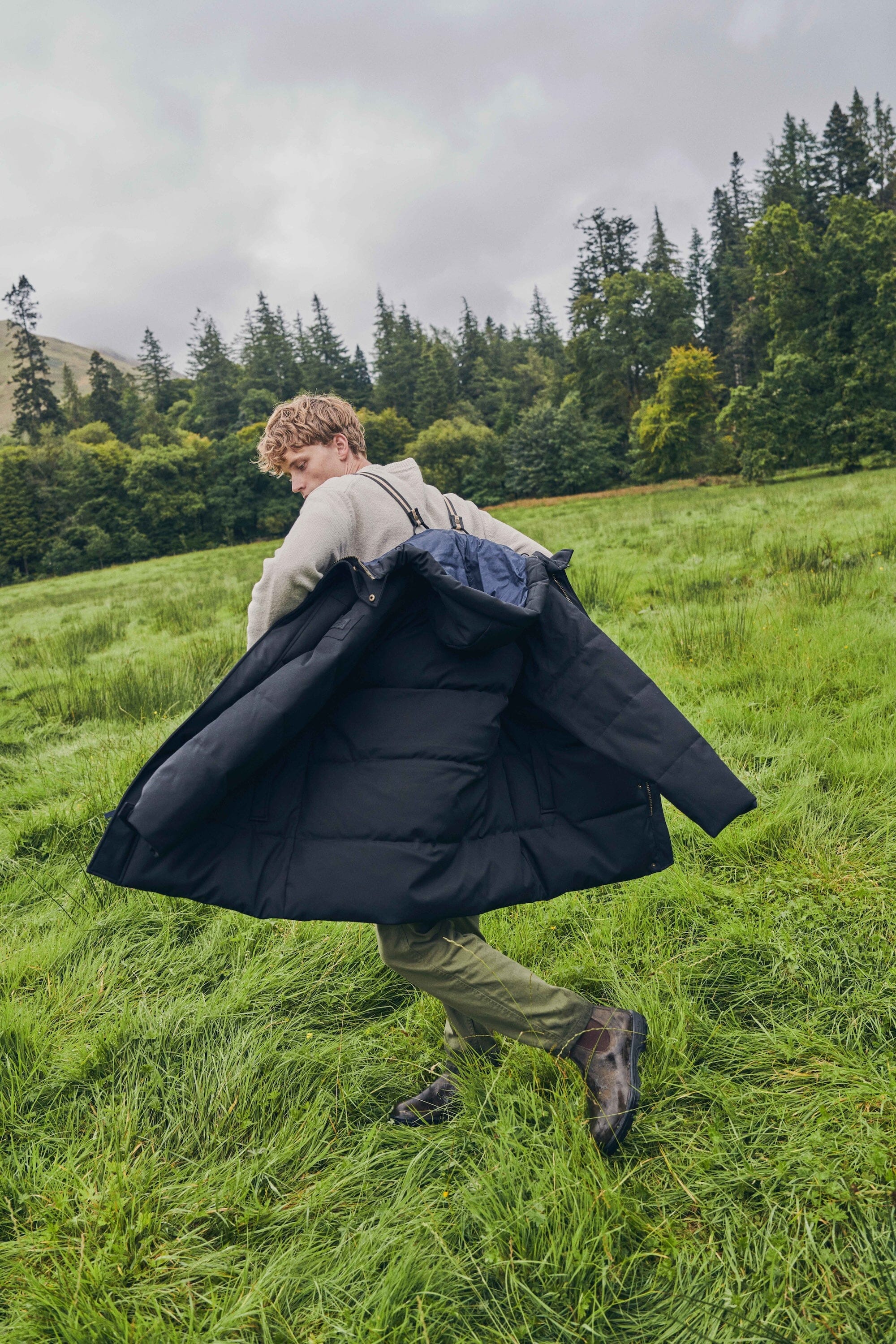 Black Landro Mid Length Puffer Jacket Outerwear- Gandys
