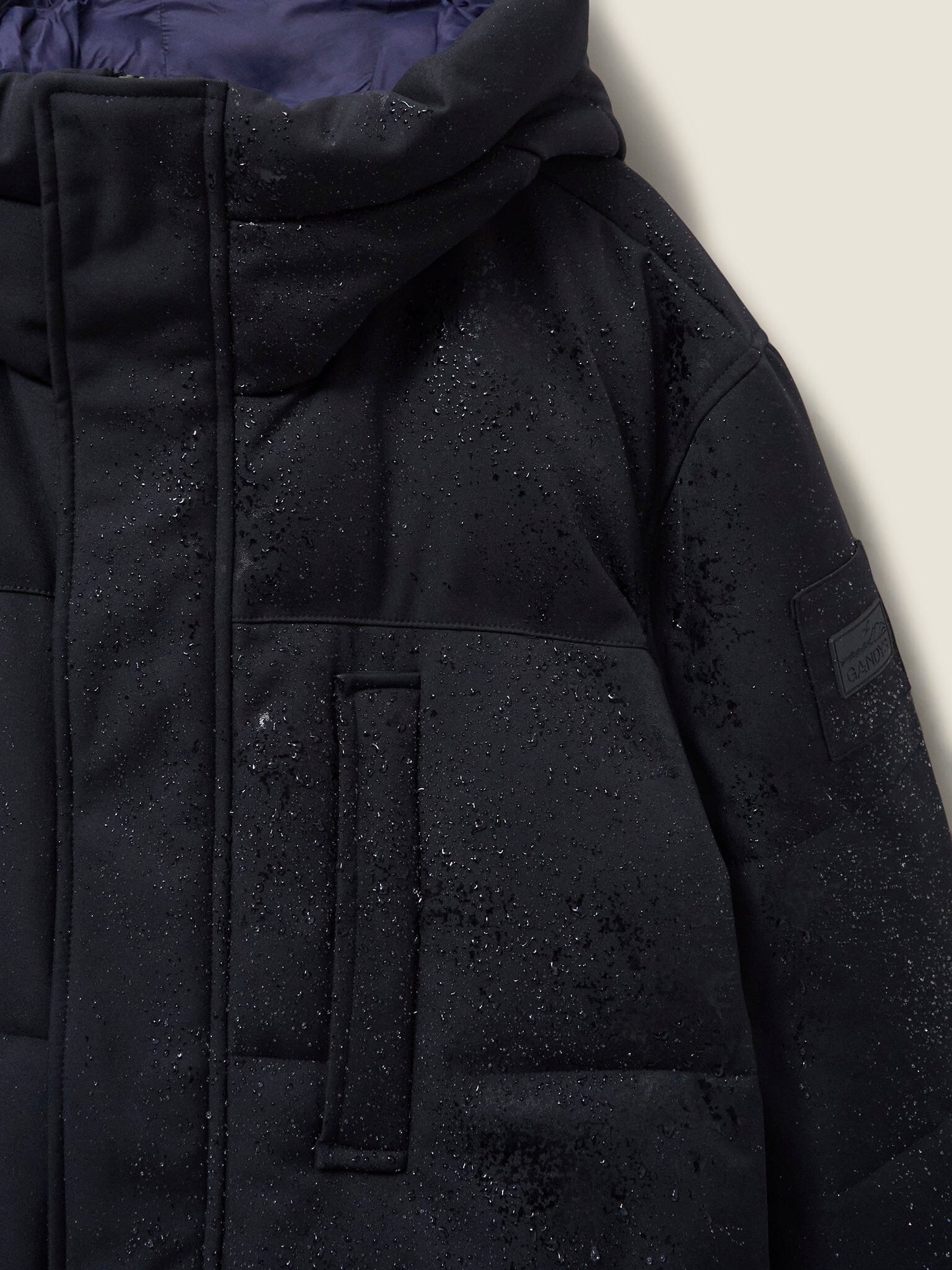 Black Landro Mid Length Puffer Jacket Outerwear- Gandys