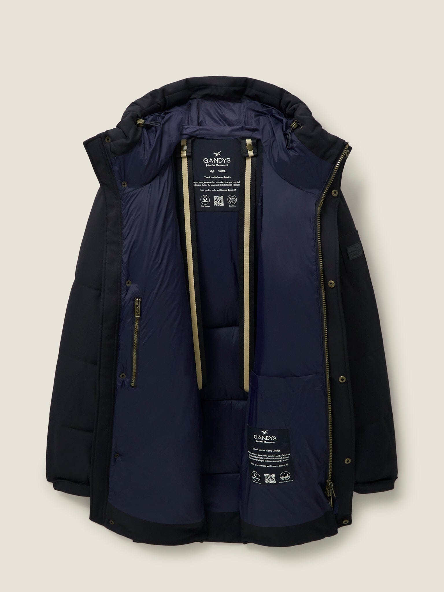 Black Landro Mid Length Puffer Jacket Outerwear- Gandys