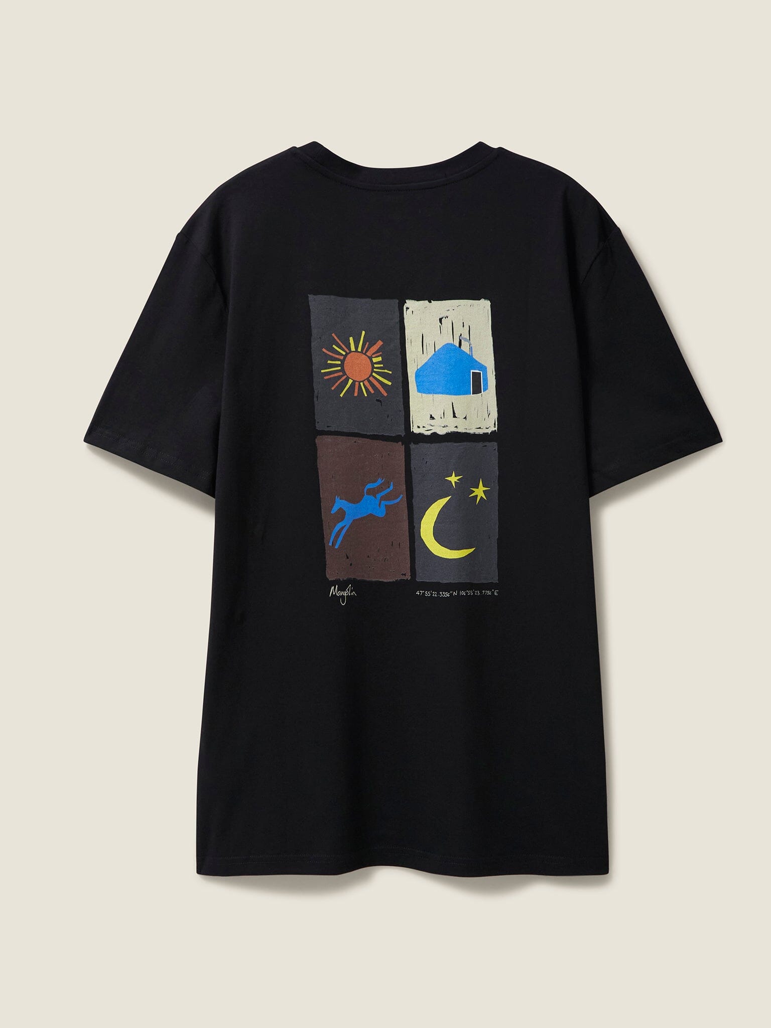 Black Mongolia Back Print Campus Tee T-Shirts- Gandys