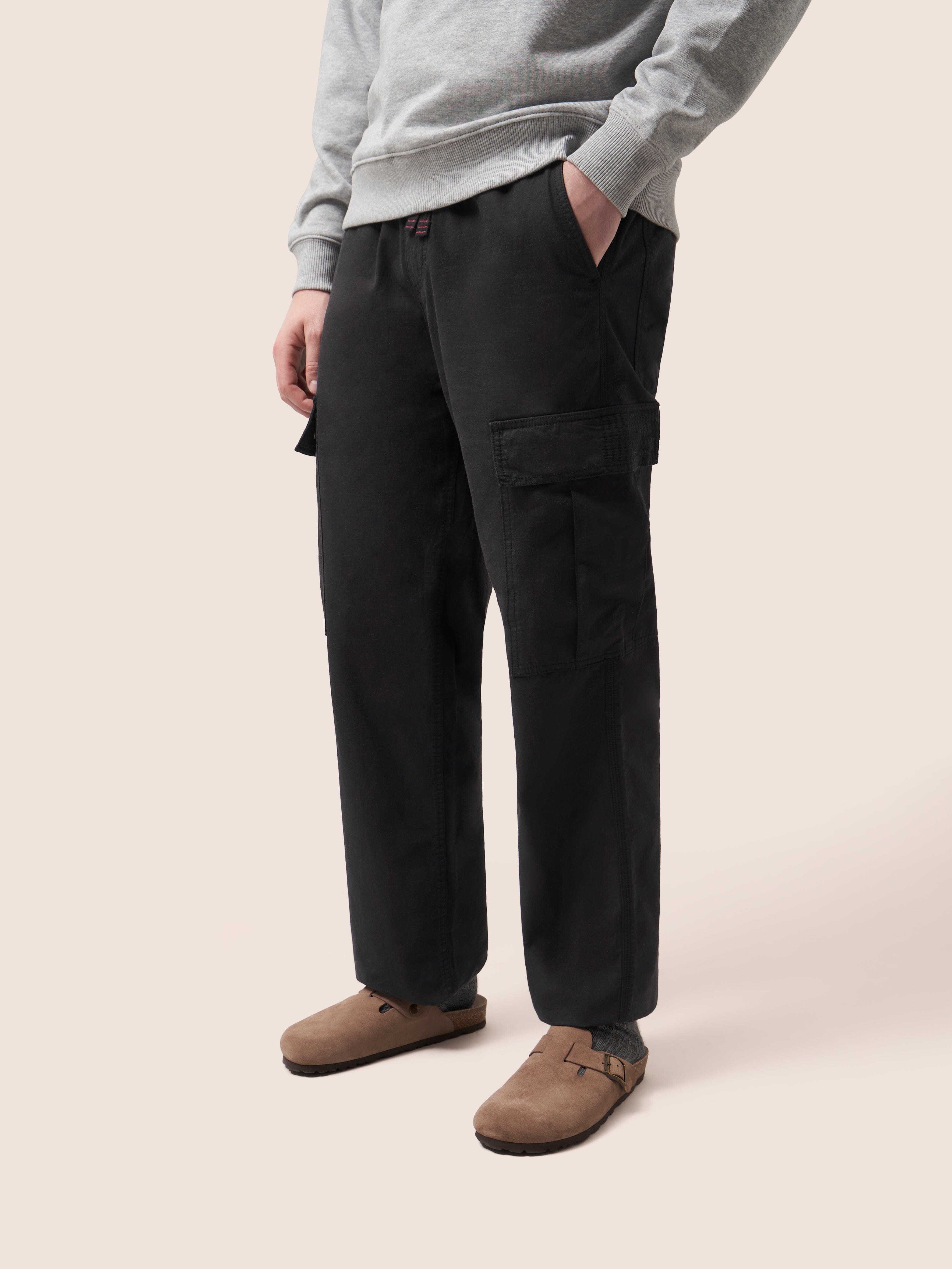 Black Nagpur Cargo Trousers Bottoms- Gandys