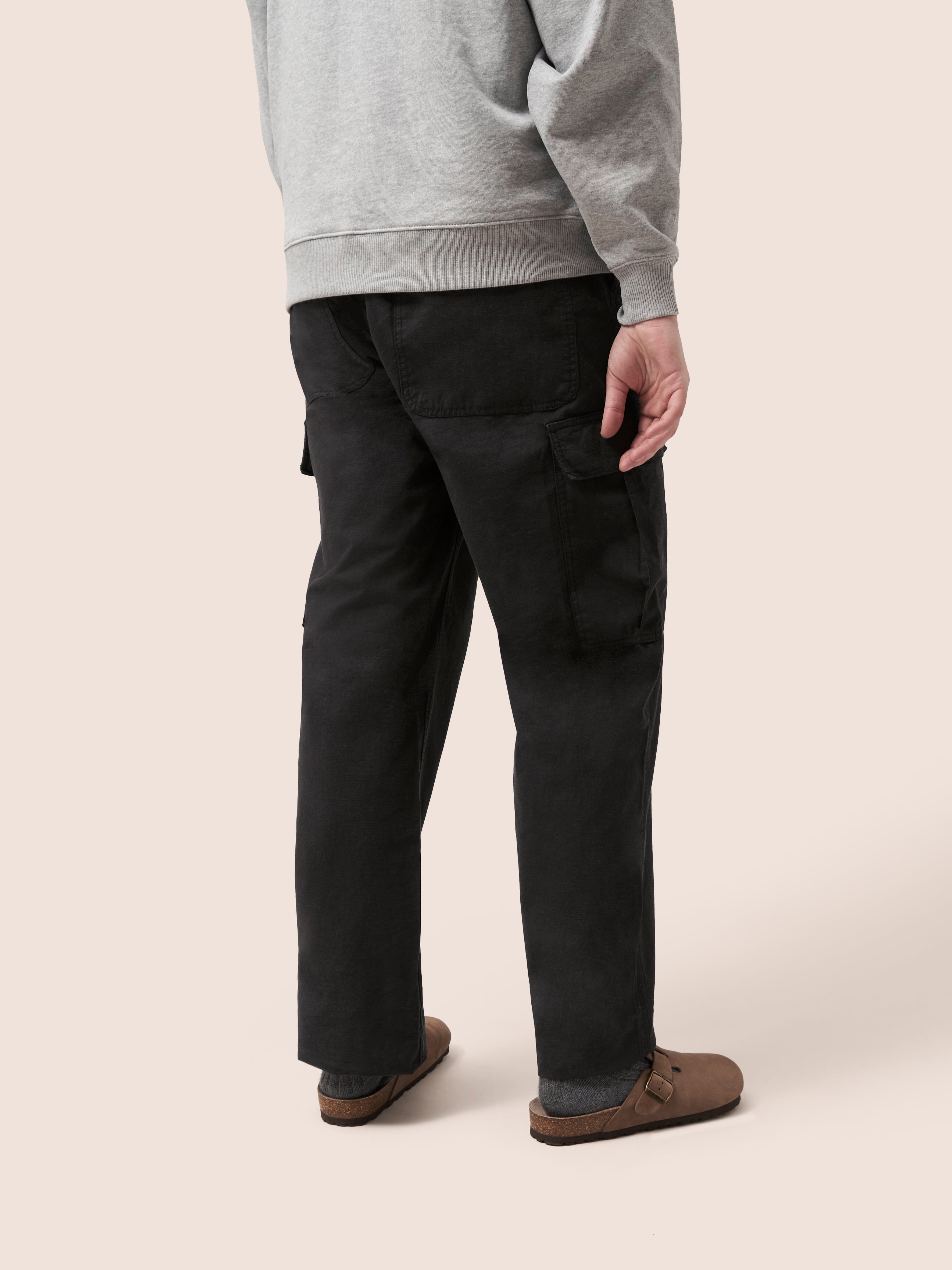 Black Nagpur Cargo Trousers Bottoms- Gandys