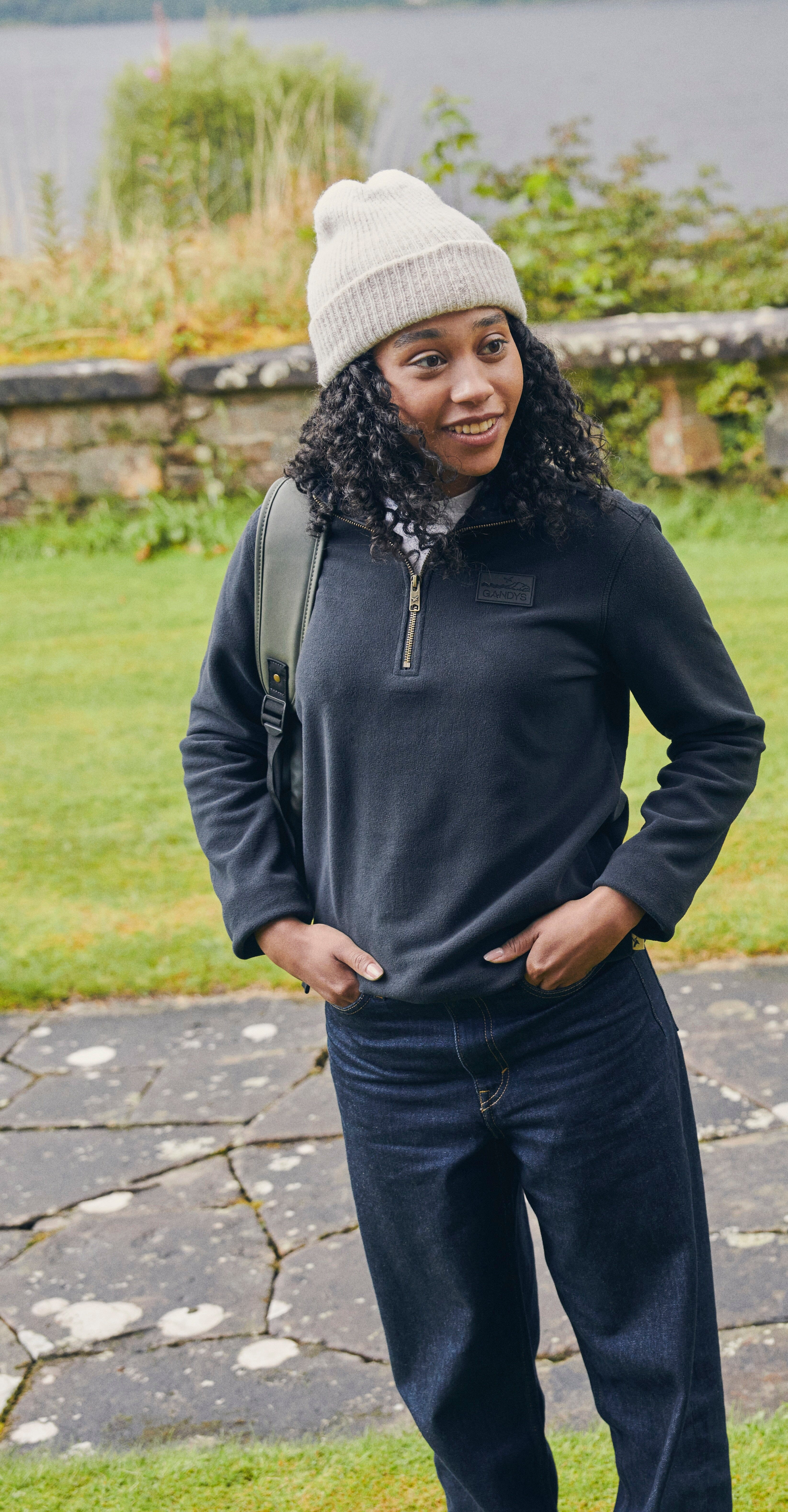 Black Nevis 1/4 Zip Lightweight Fleece Layering- Gandys