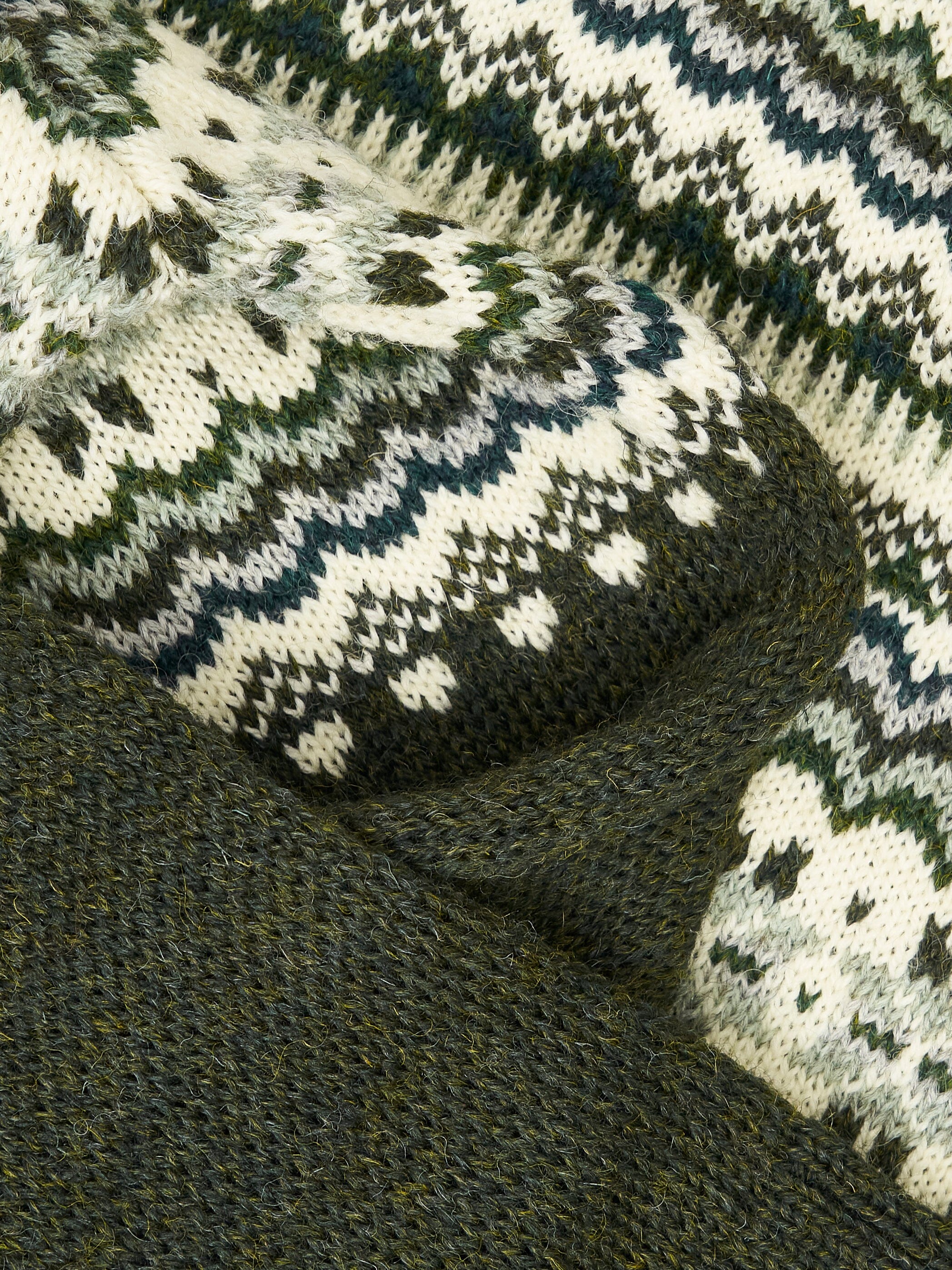 Blair Made in England Wool Fair Isle Sweater in Green Layering- Gandys