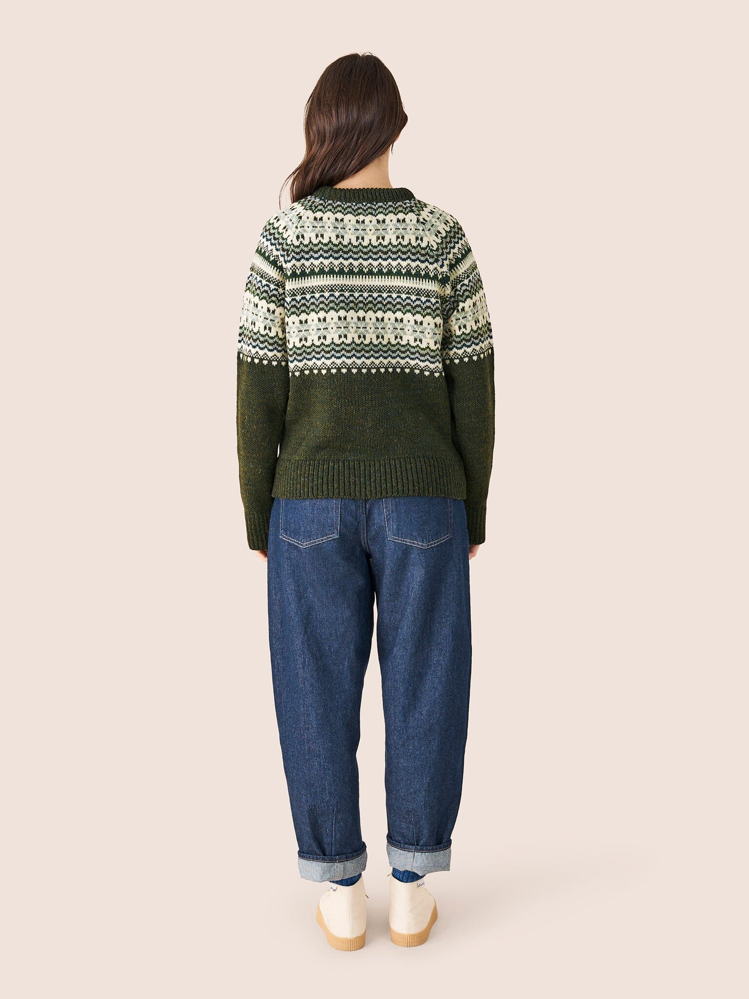 Blair Made in England Wool Fair Isle Sweater in Green Layering- Gandys