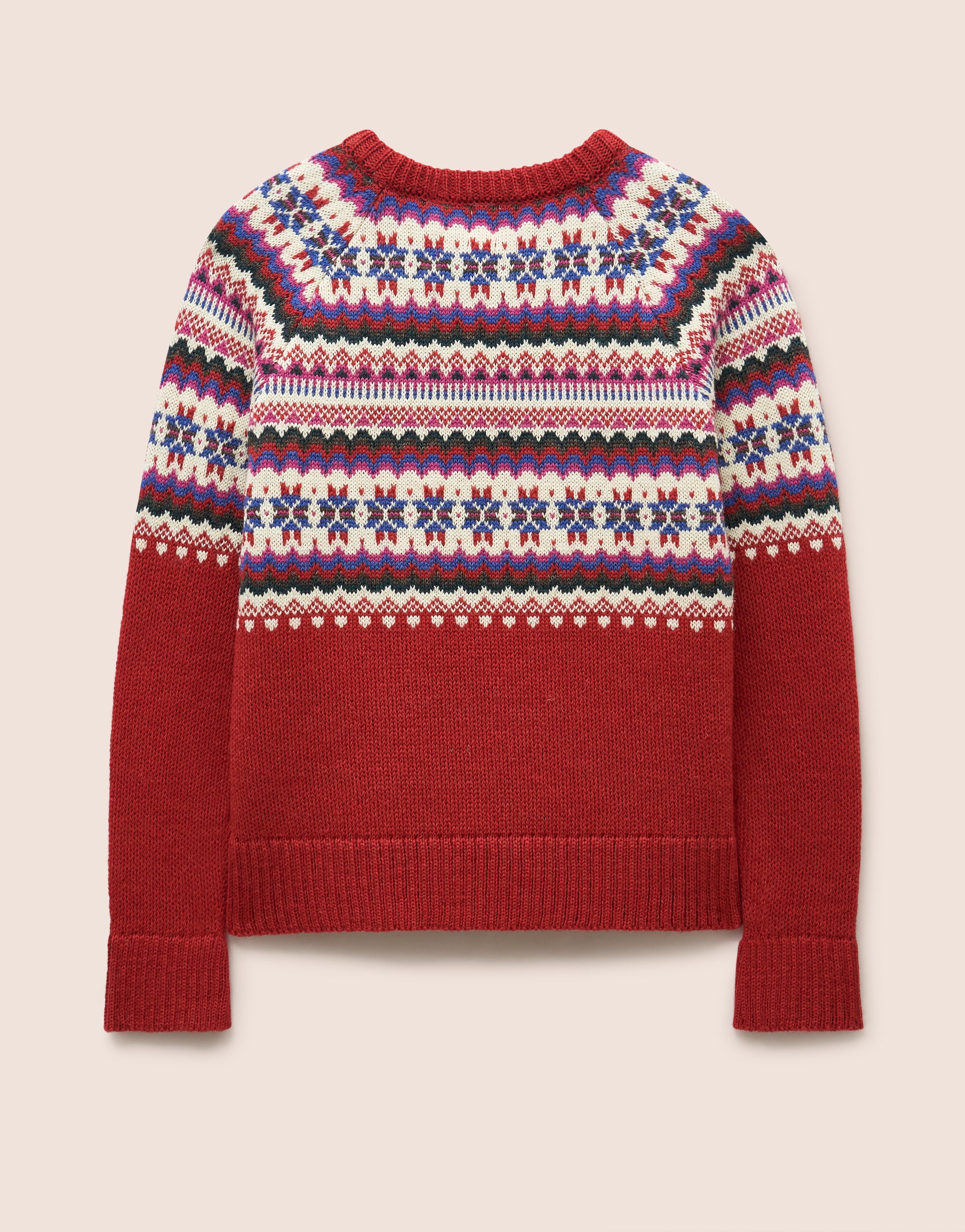 Blair Made in England Wool Fair Isle Sweater in Red Layering- Gandys