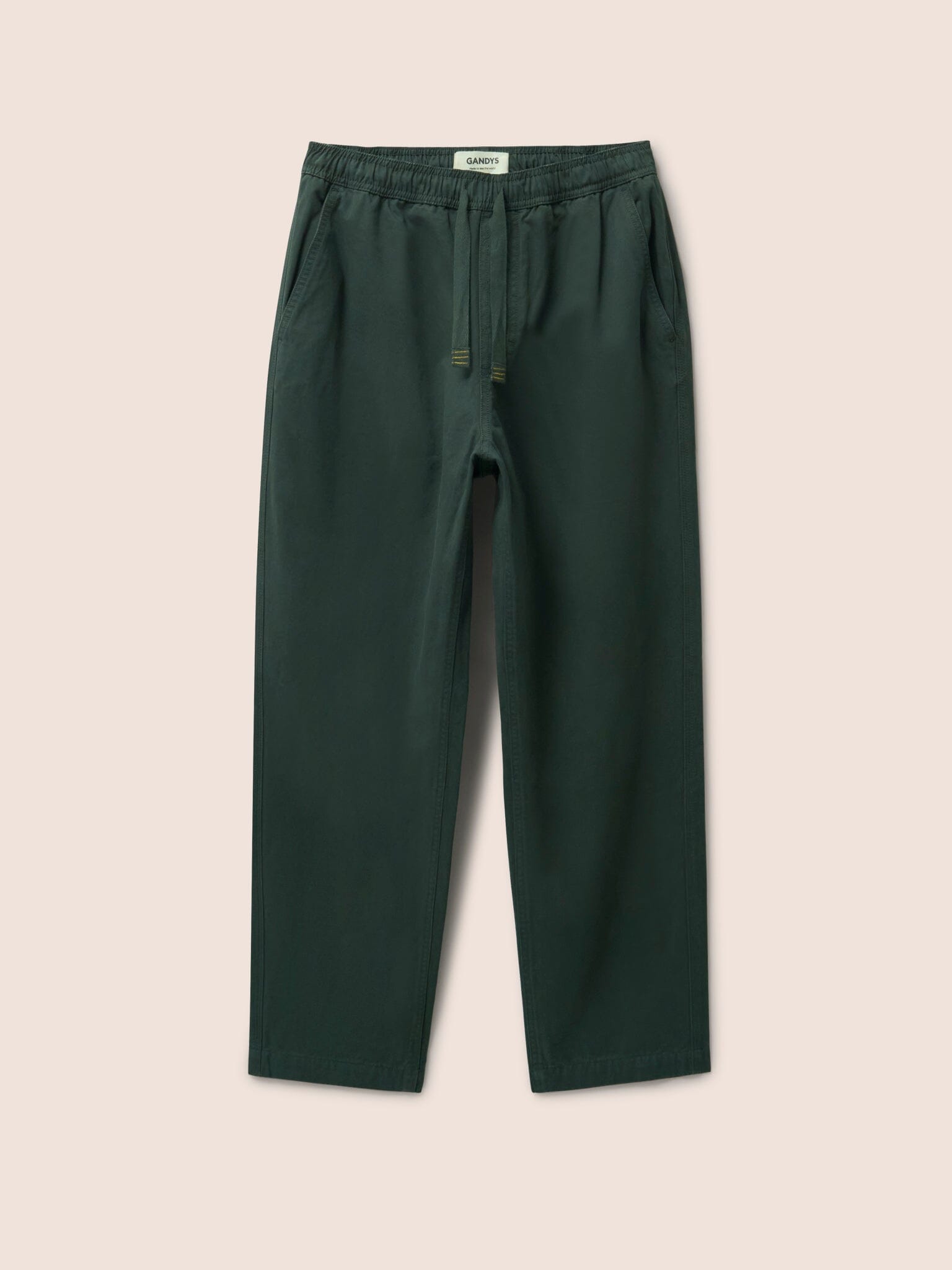 Bombay Cotton Elasticated Waist Trousers in Khaki Bottoms- Gandys