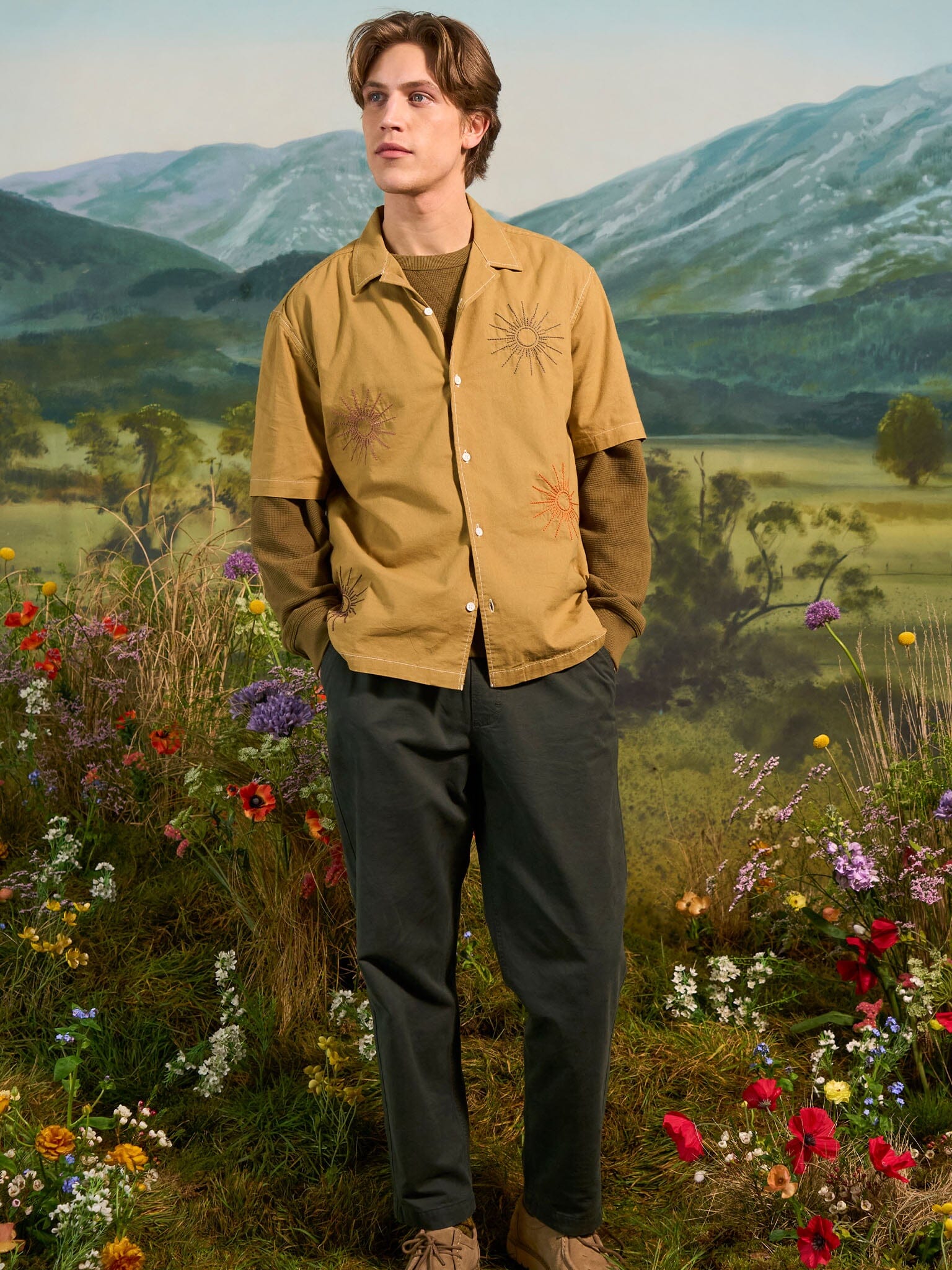 Bombay Cotton Elasticated Waist Trousers in Khaki Bottoms- Gandys