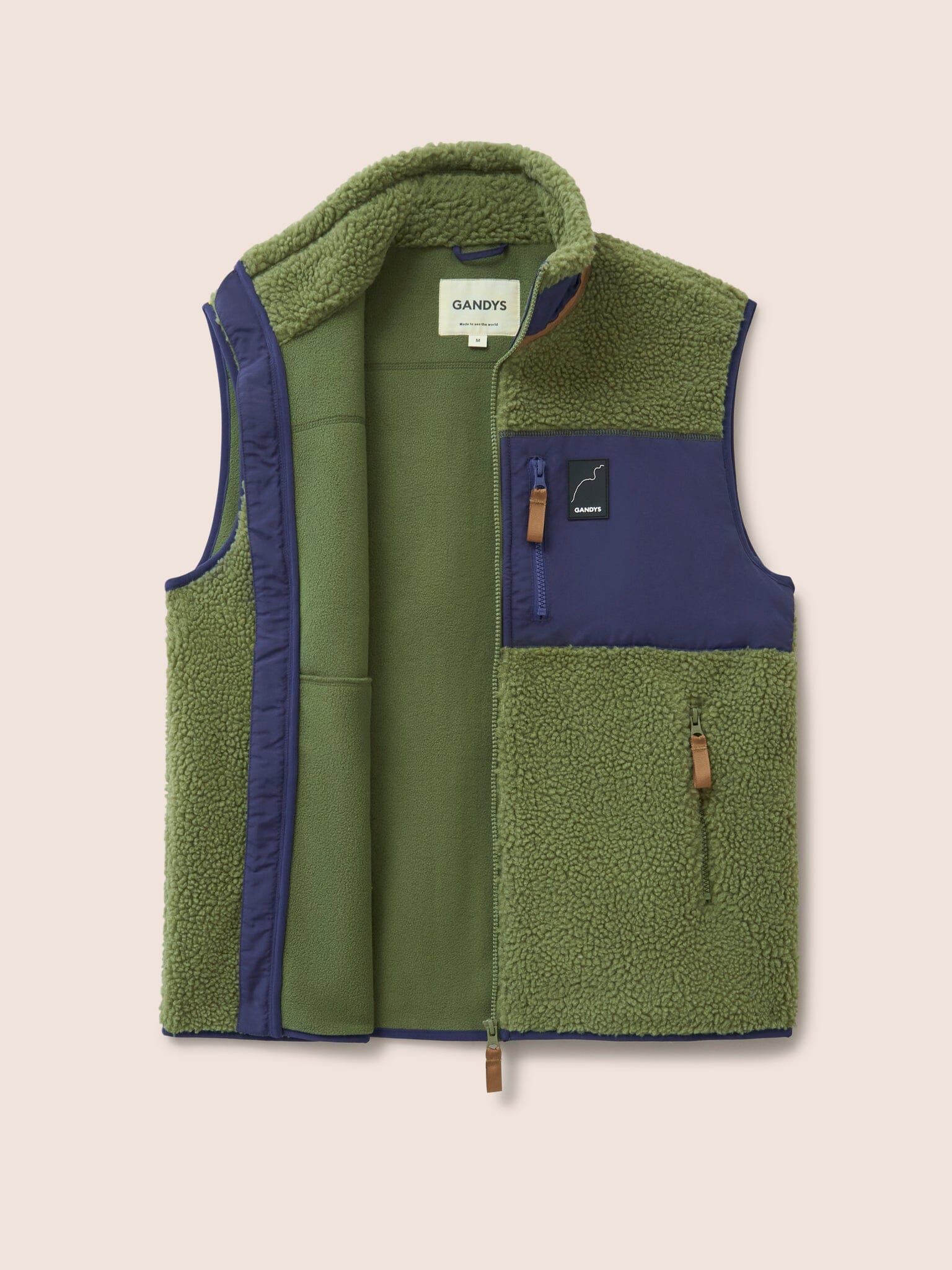 Boston Recycled Fleece Gilet in Green Layering- Gandys