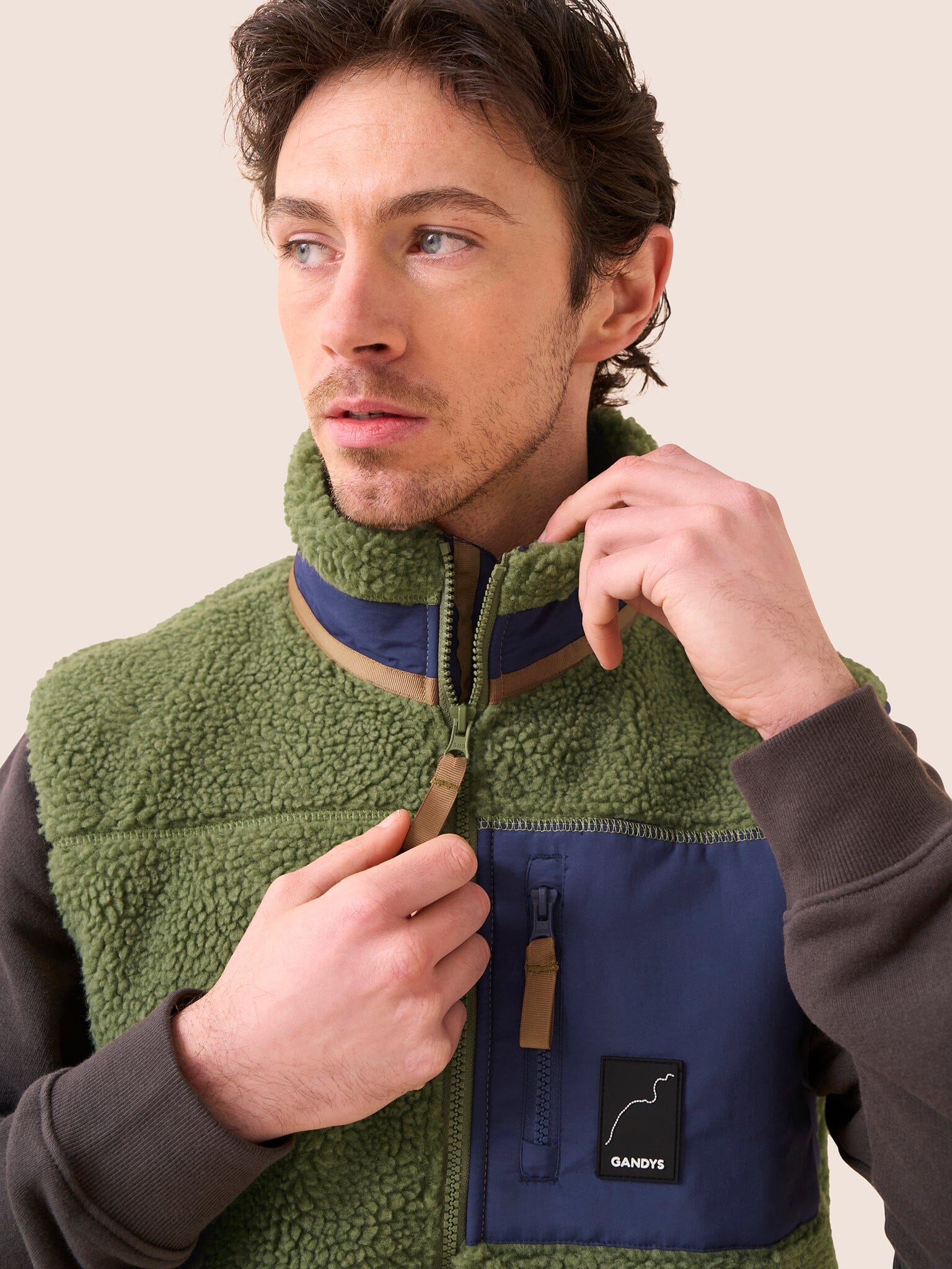 Boston Recycled Fleece Gilet in Green Layering- Gandys
