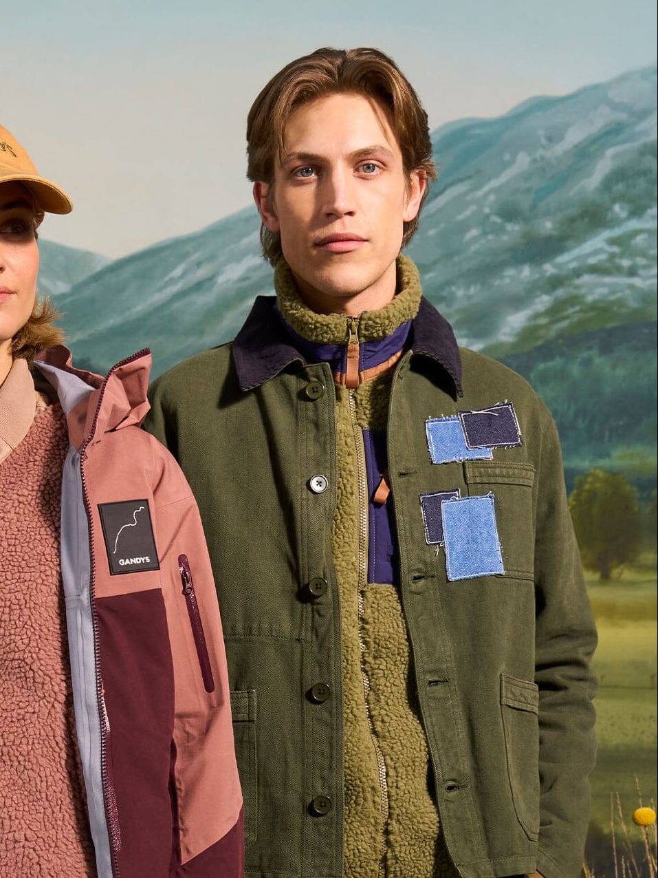 Brecon Cord Collar Patched Chore Jacket in Green Outerwear- Gandys