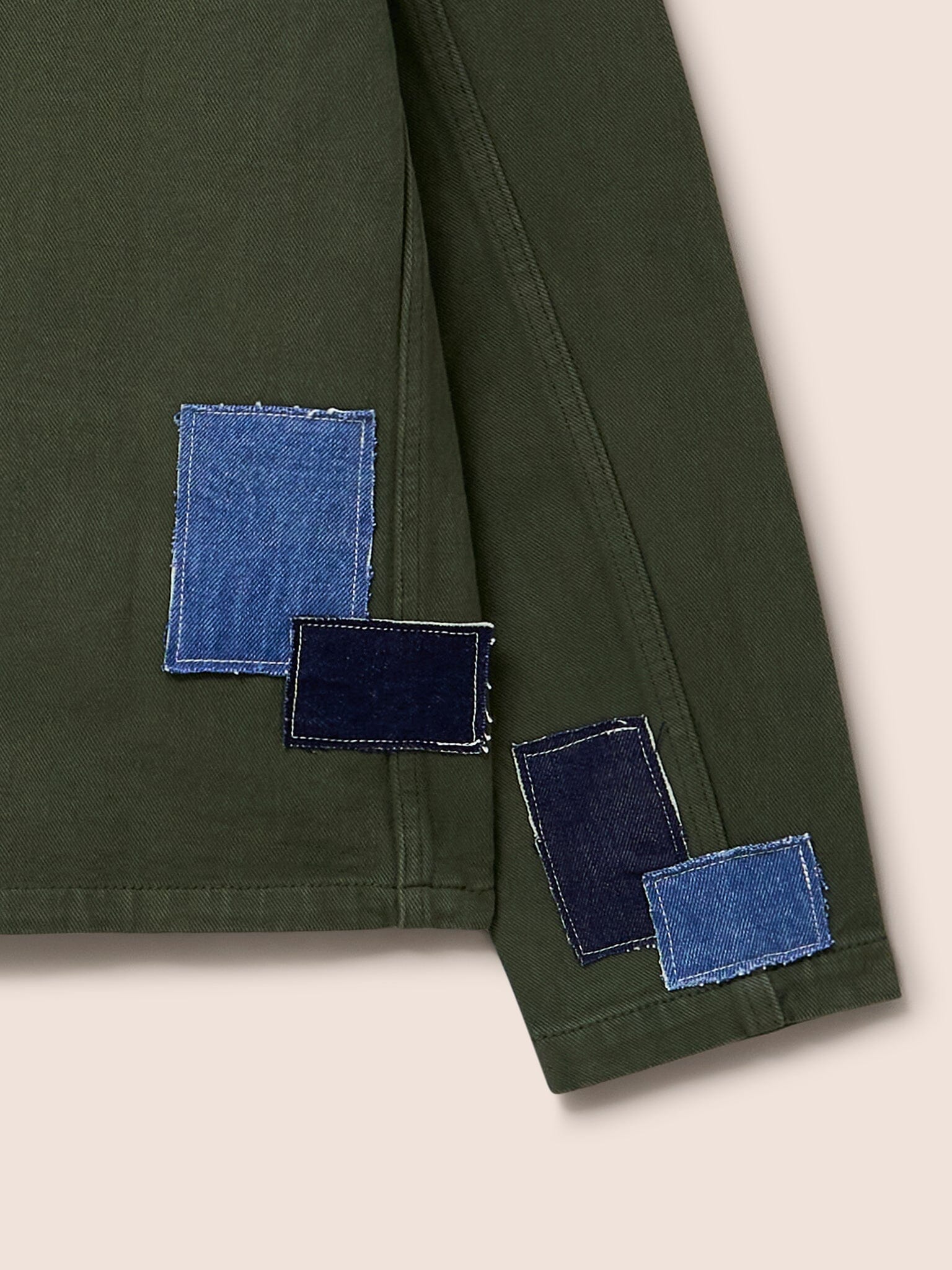 Brecon Cord Collar Patched Chore Jacket in Green Outerwear- Gandys