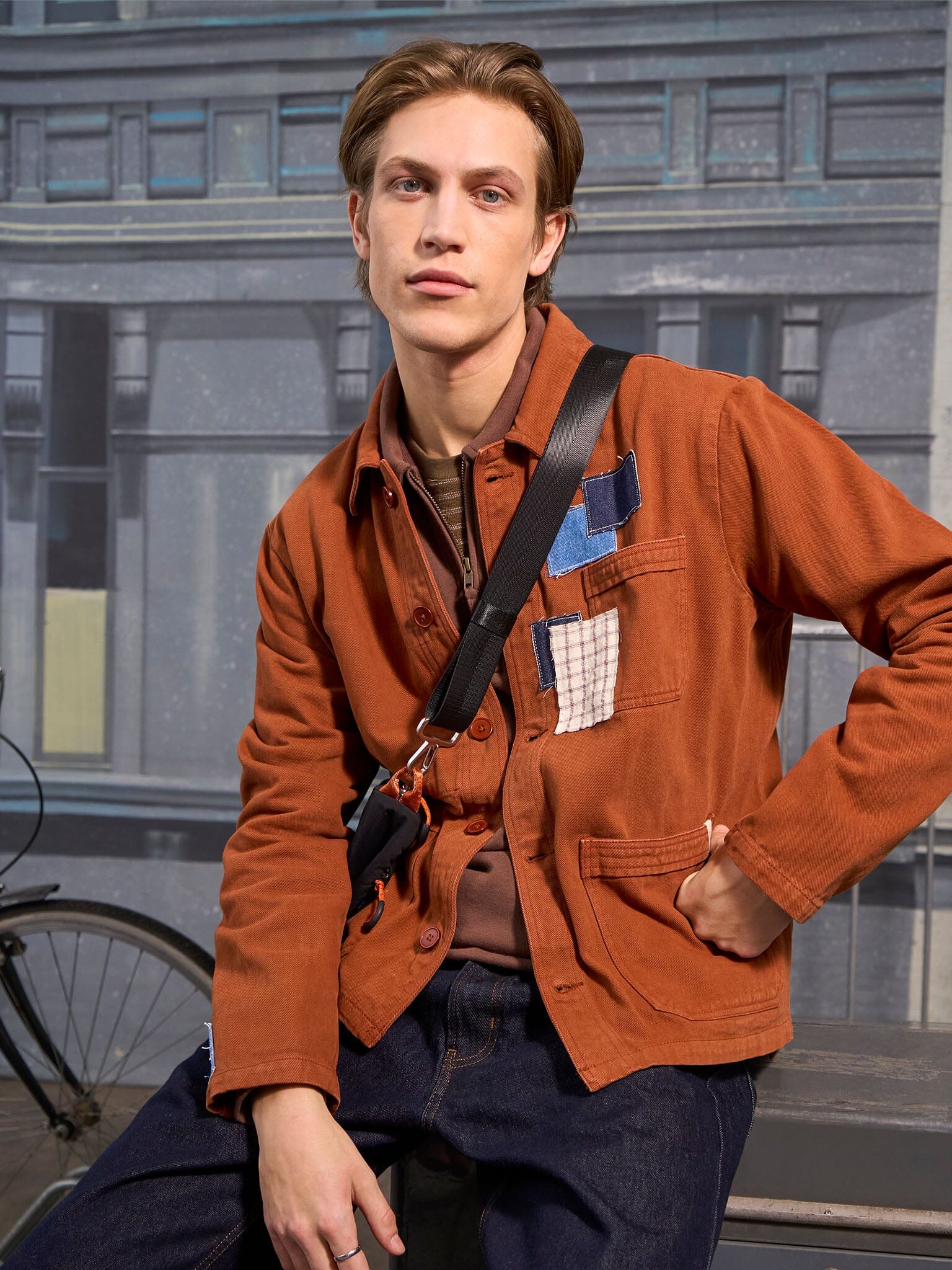 Brecon Cotton Patch Chore Jacket in Orange Outerwear- Gandys