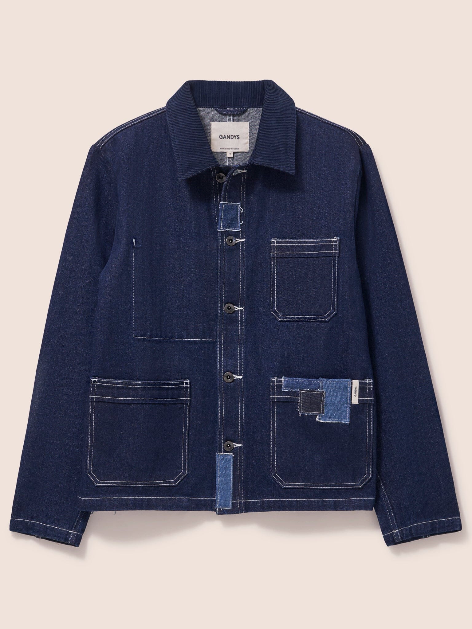 Brecon Denim Patched Chore Jacket Outerwear- Gandys