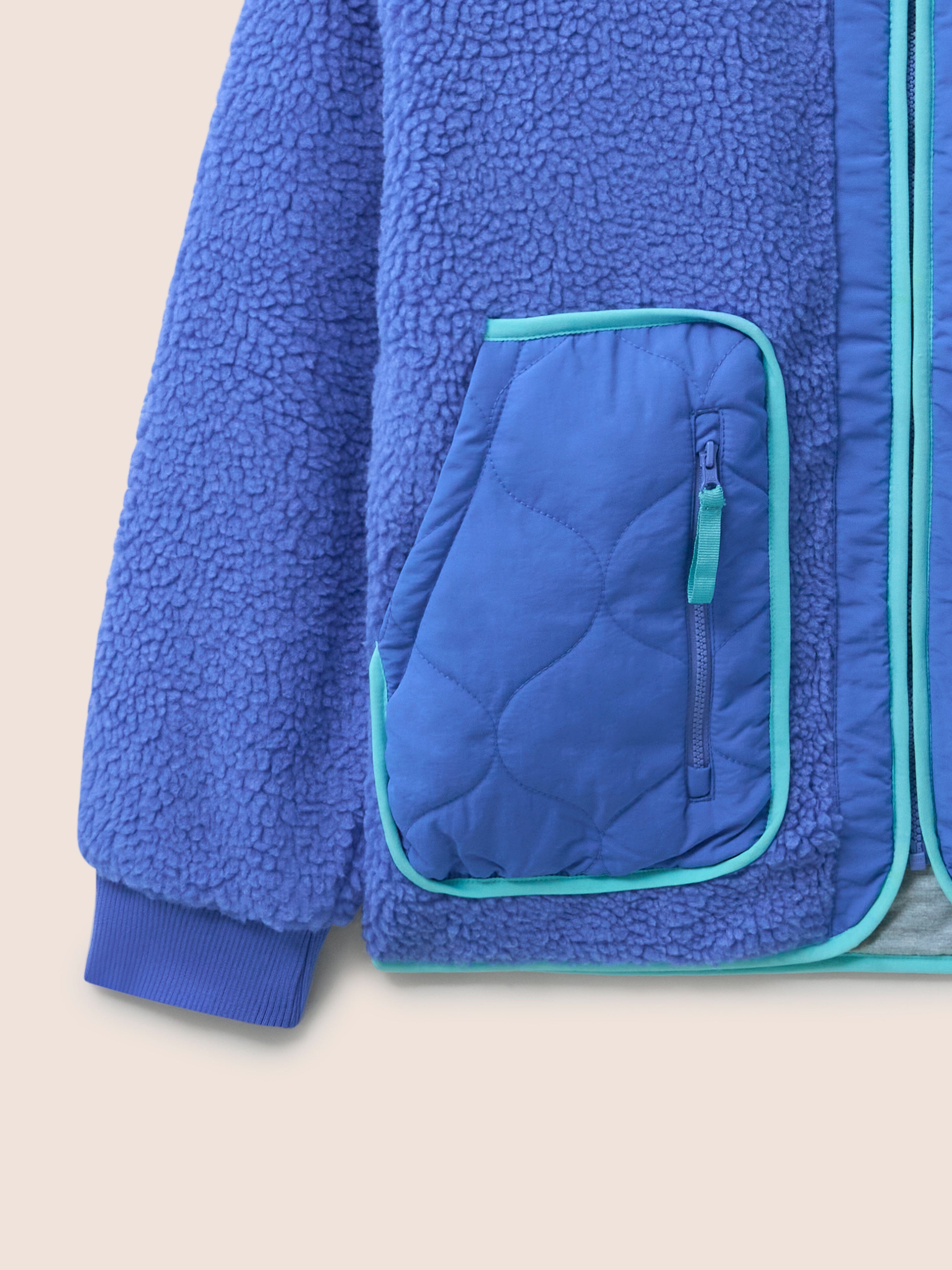 Brooklyn Recycled Fleece Zip front Jacket in Blue Layering- Gandys