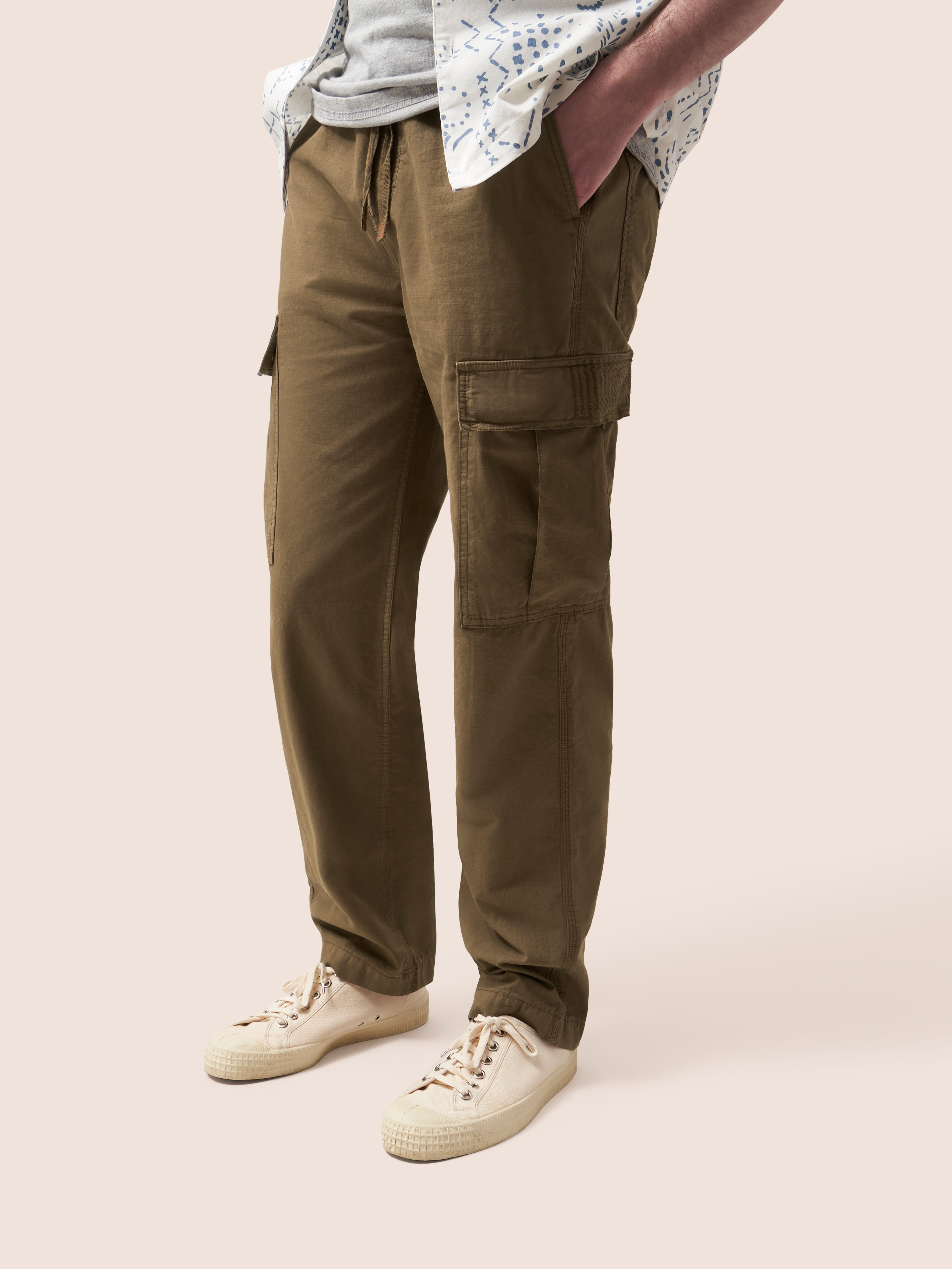 Brown Nagpur Cargo Trousers Bottoms- Gandys