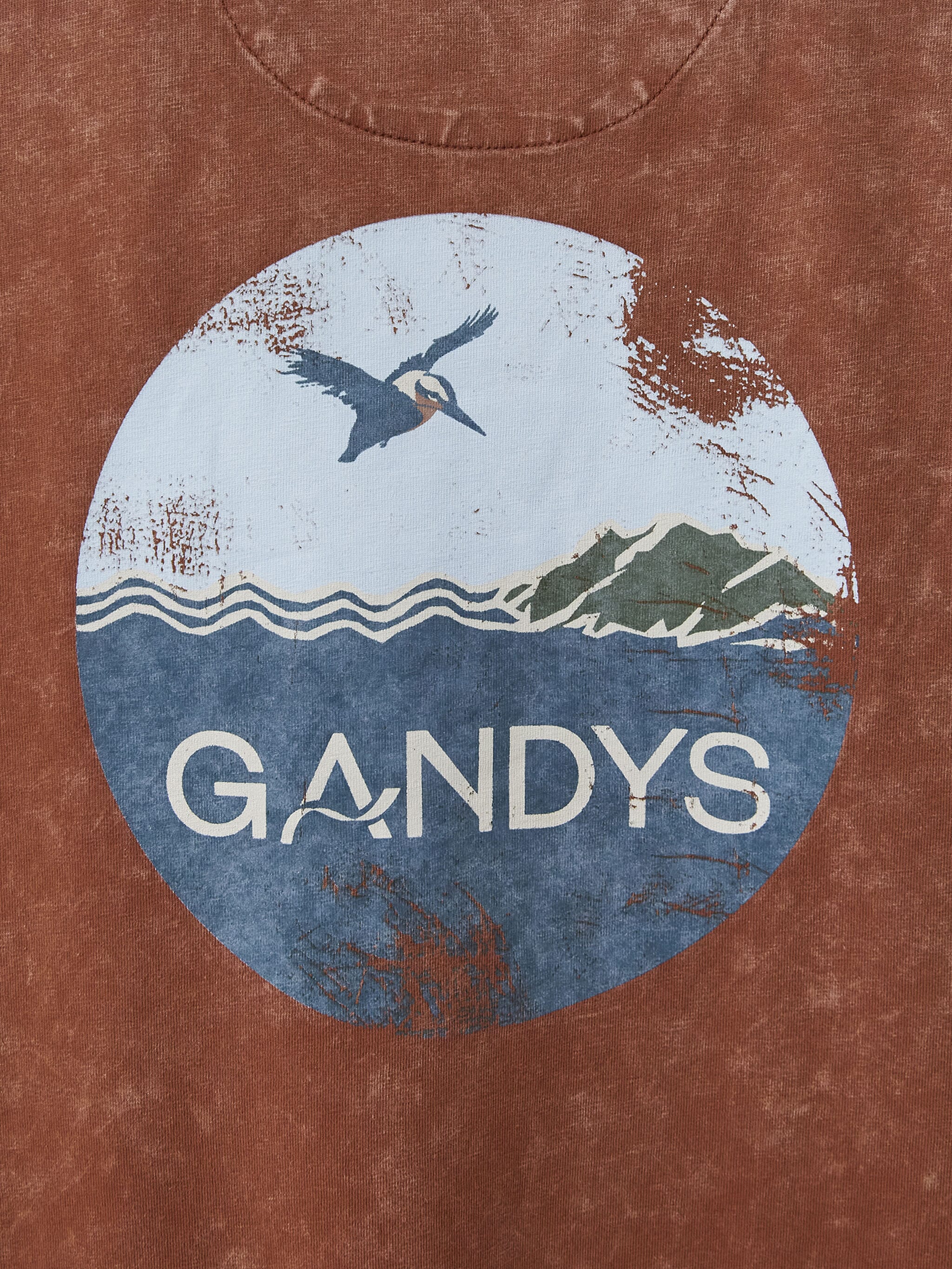 Burnt Orange Distressed Wave Print Tee - Gandys