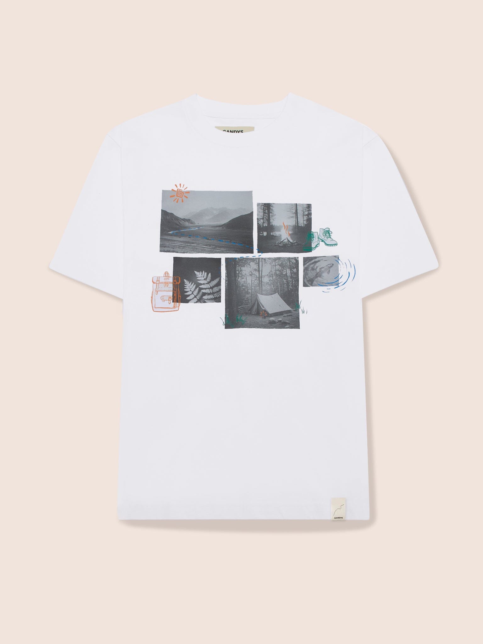 Camping T-Shirt in White T-Shirts- Gandys