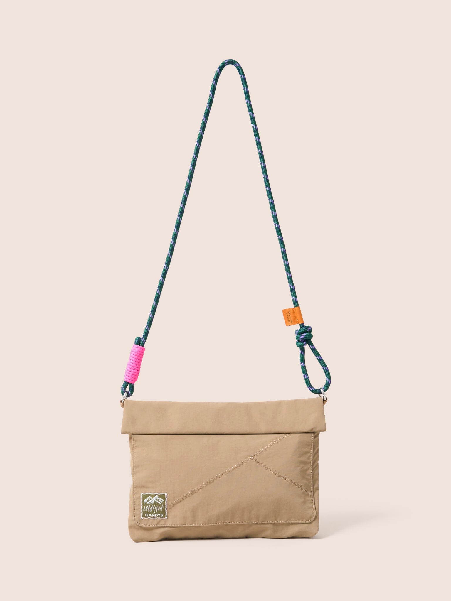 Carabiner Club Recycled Envelope Crossbody Bag in Taupe Bags- Gandys