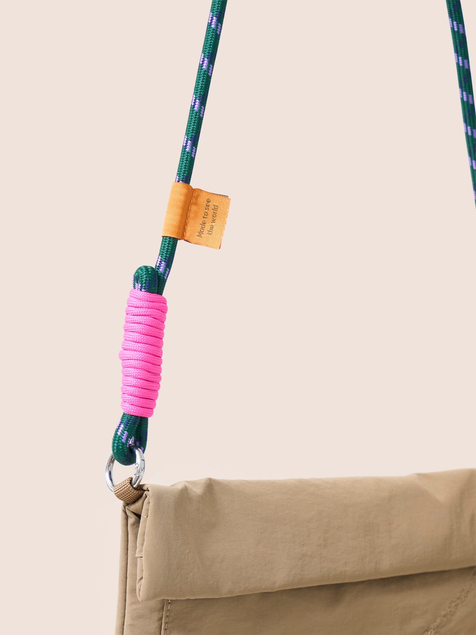 Carabiner Club Recycled Envelope Crossbody Bag in Taupe Bags- Gandys