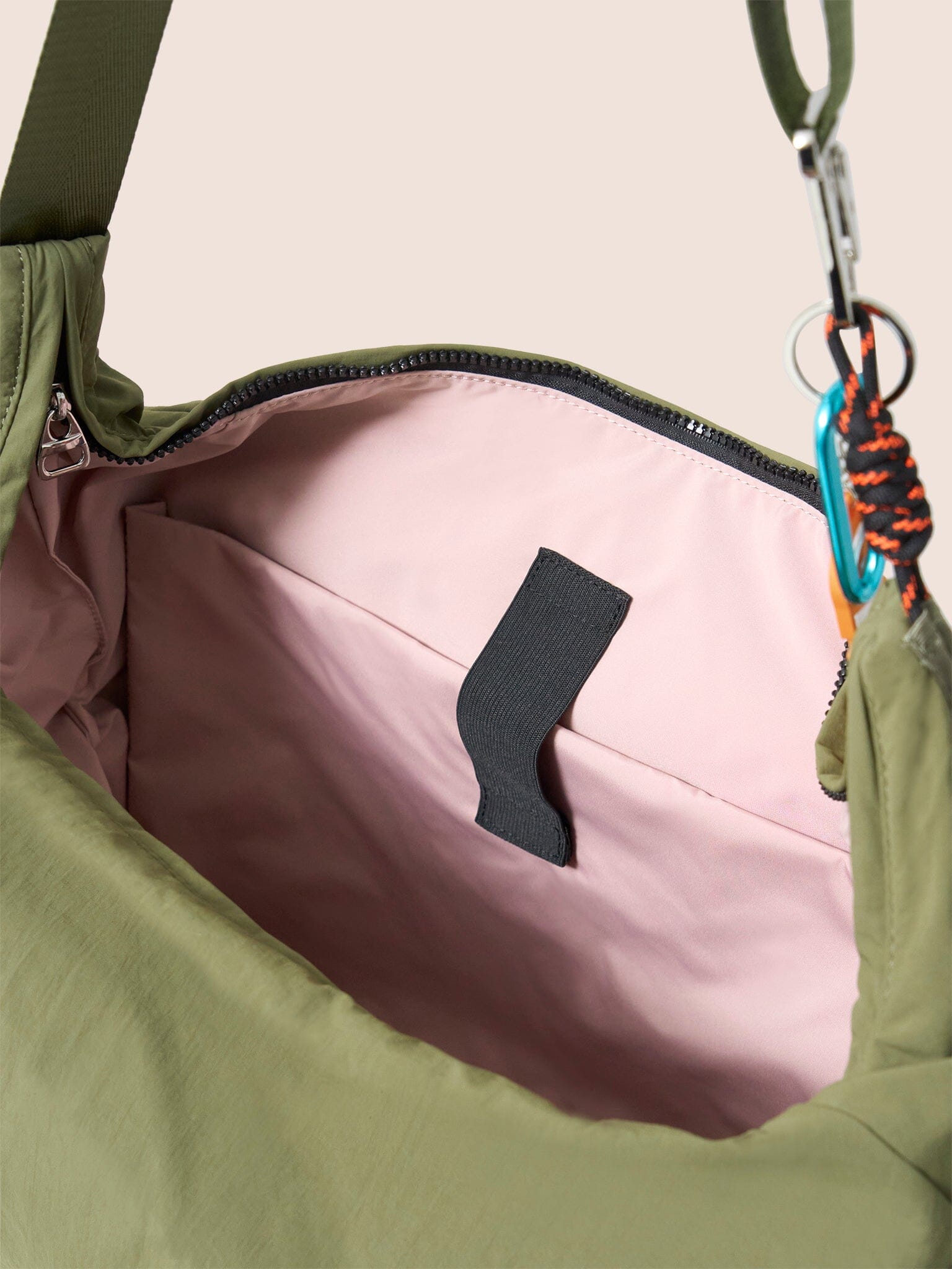 Carabiner Club Recycled Large Crescent Bag in Khaki Bags- Gandys