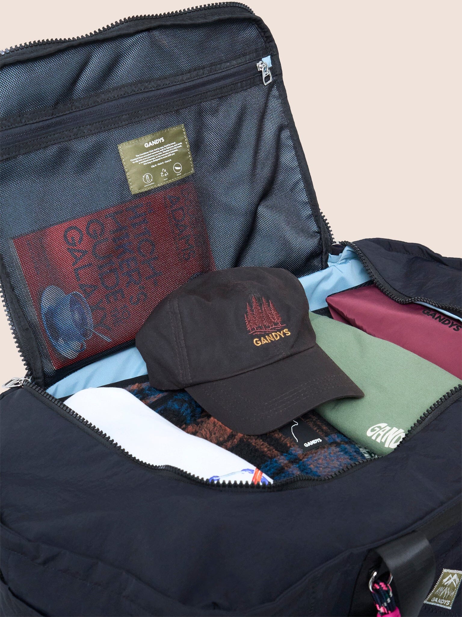 Carabiner Club Recycled Large Cube Weekend Bag in Black Bags- Gandys