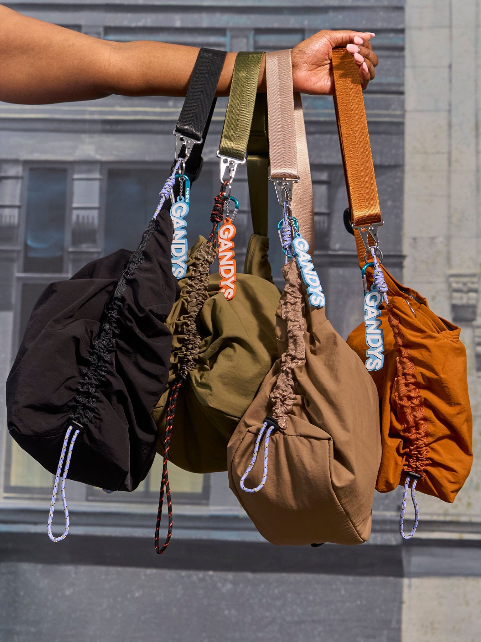 Carabiner Club Recycled Small Crescent Bag in Orange Bags- Gandys