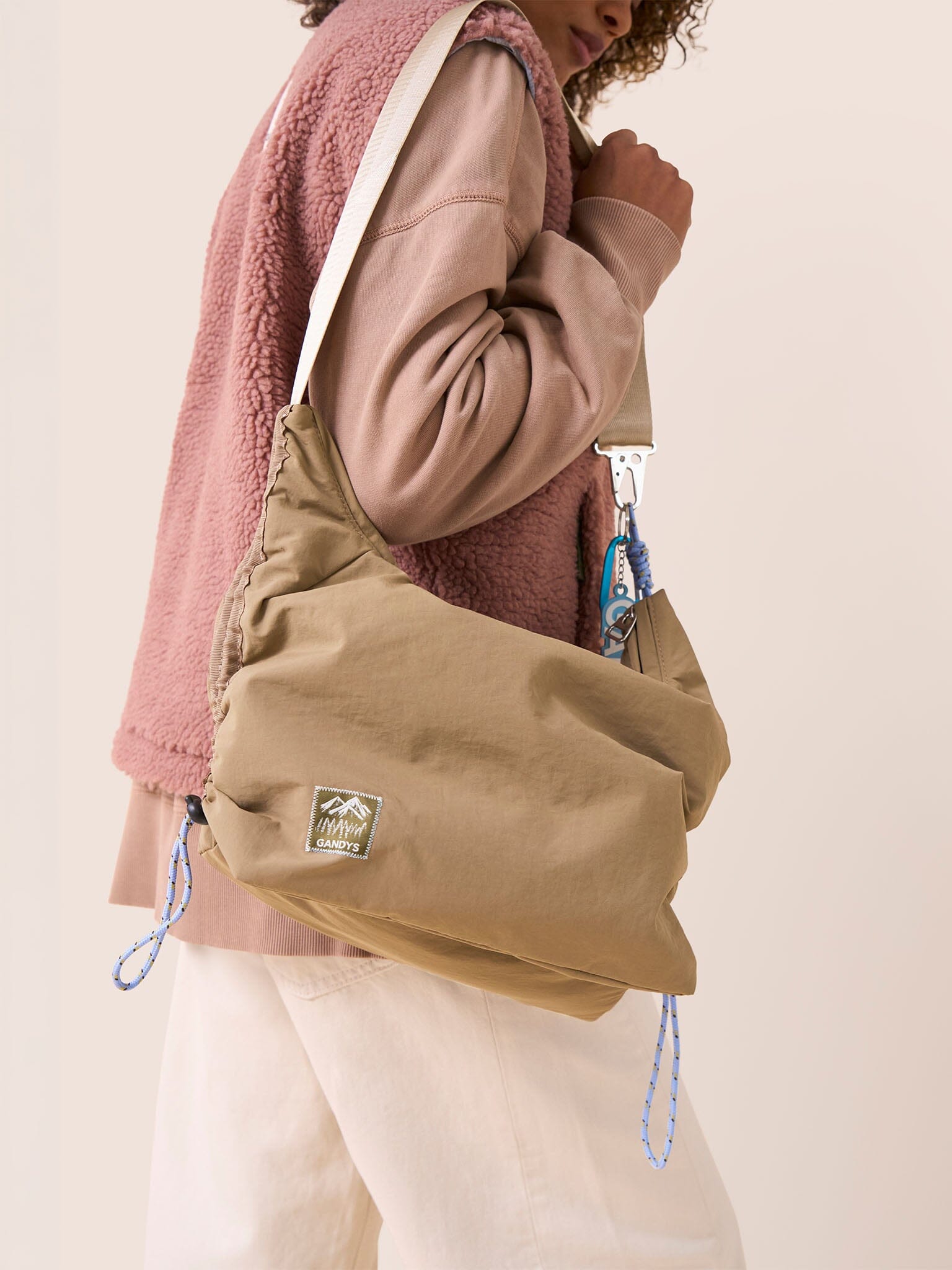 Carabiner Club Recycled Small Crescent Bag in Taupe Bags- Gandys
