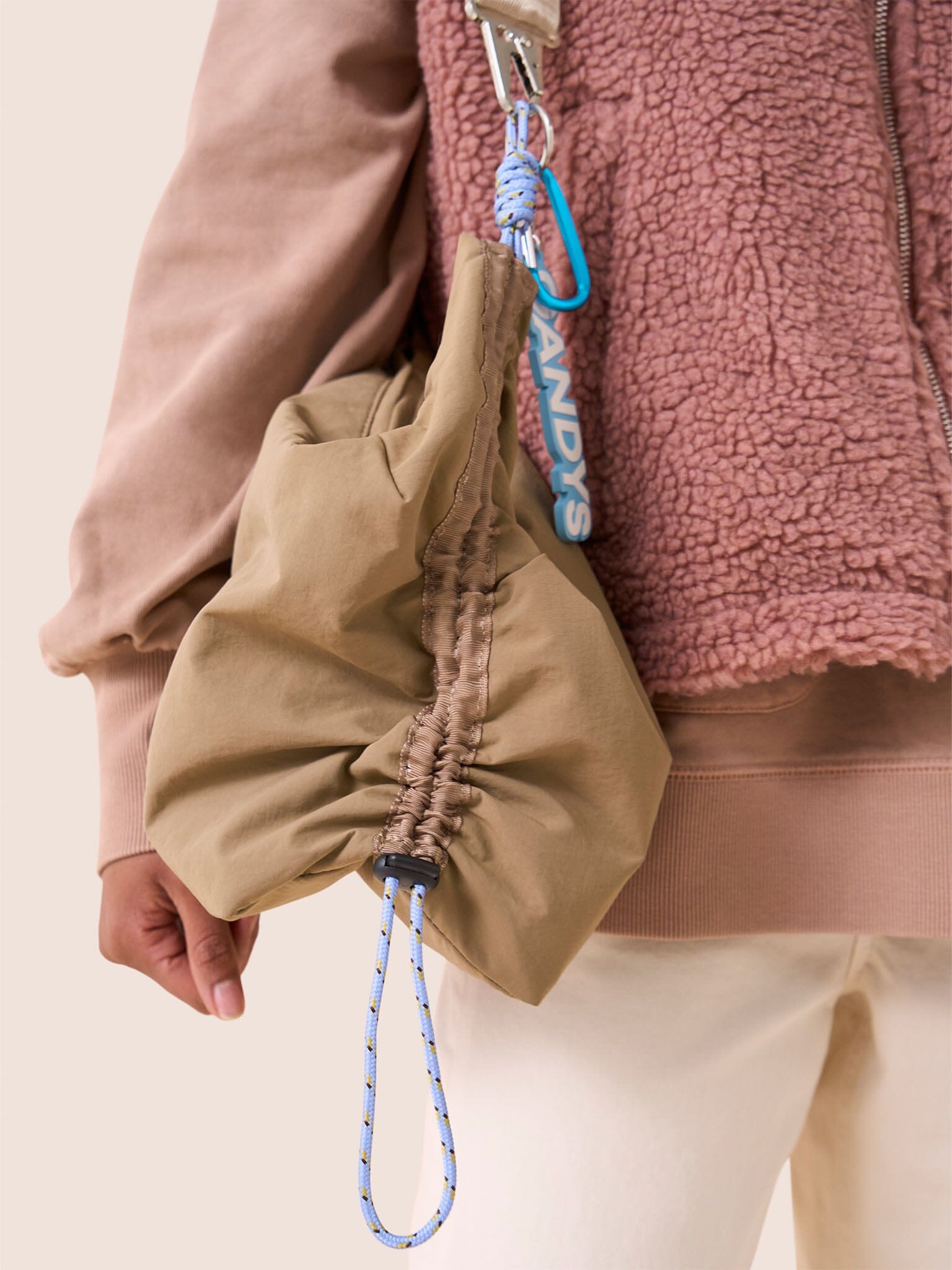 Carabiner Club Recycled Small Crescent Bag in Taupe Bags- Gandys